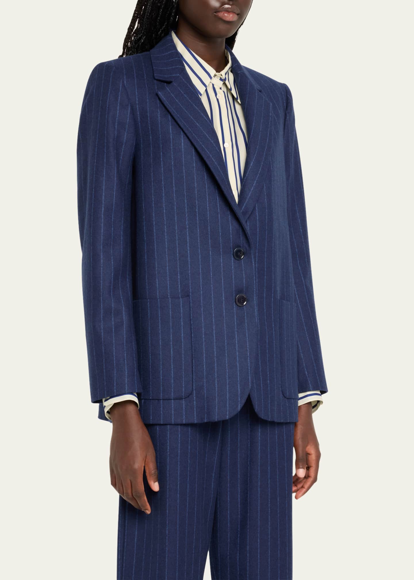 INDRESS Ava Pinstripe English Flannel Wool Jacket Image 4 of 5