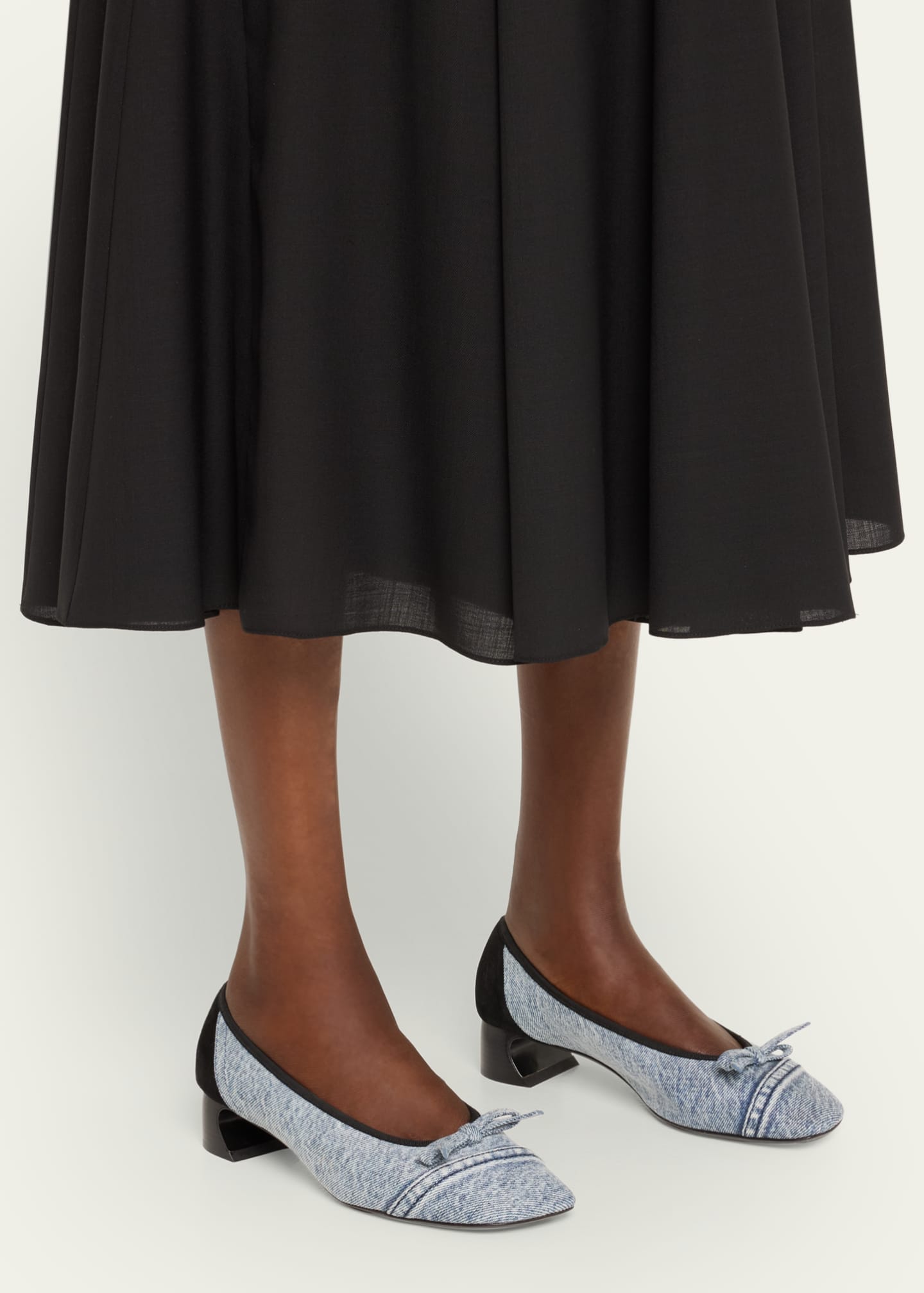 3.1 Phillip Lim Denim Bow Ballerina Pumps Image 2 of 5