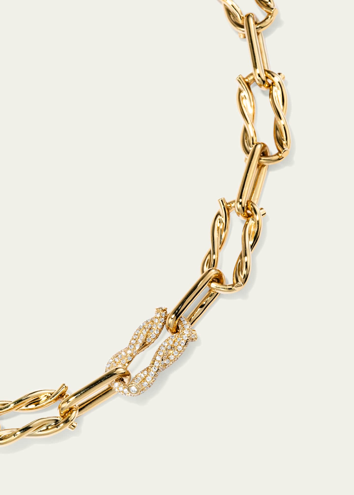 Boochier Ties 18K Gold Single Diamond Pave Link Necklace Image 2 of 2