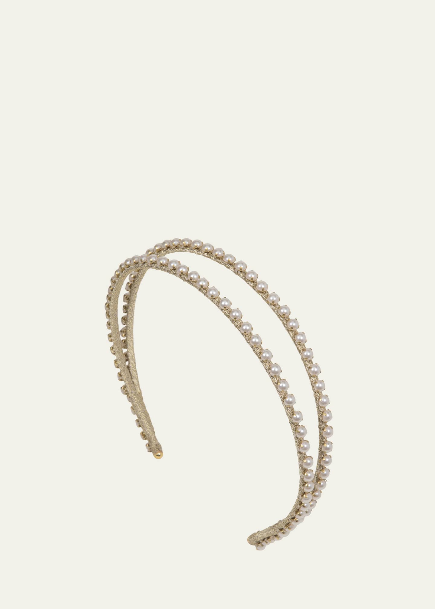 Jennifer Behr Gitta Double-Row Pearly Headband