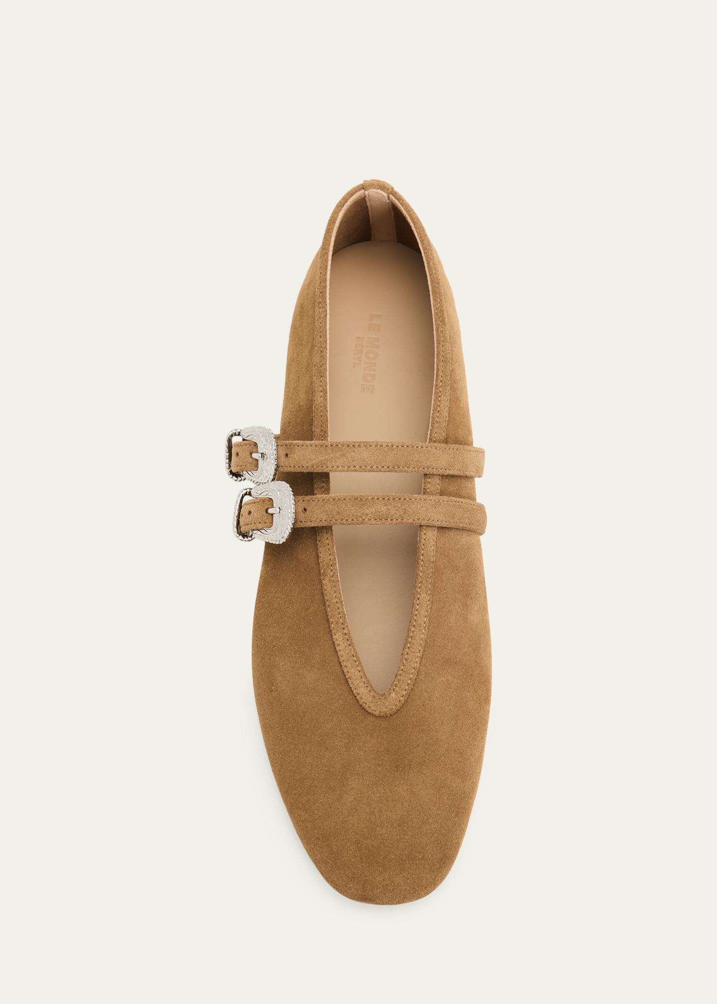 Le Monde Beryl Claudia Suede Western Buckle Ballerina Flats