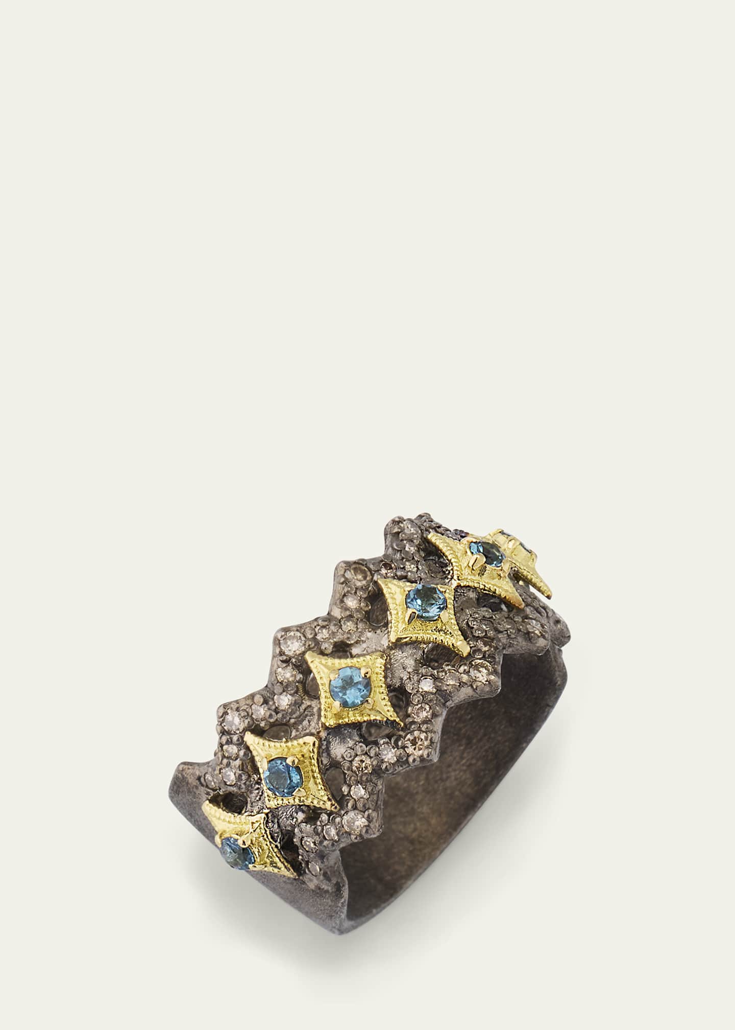 Armenta Blue Topaz Crivelli Wide Band Ring Image 3 of 4