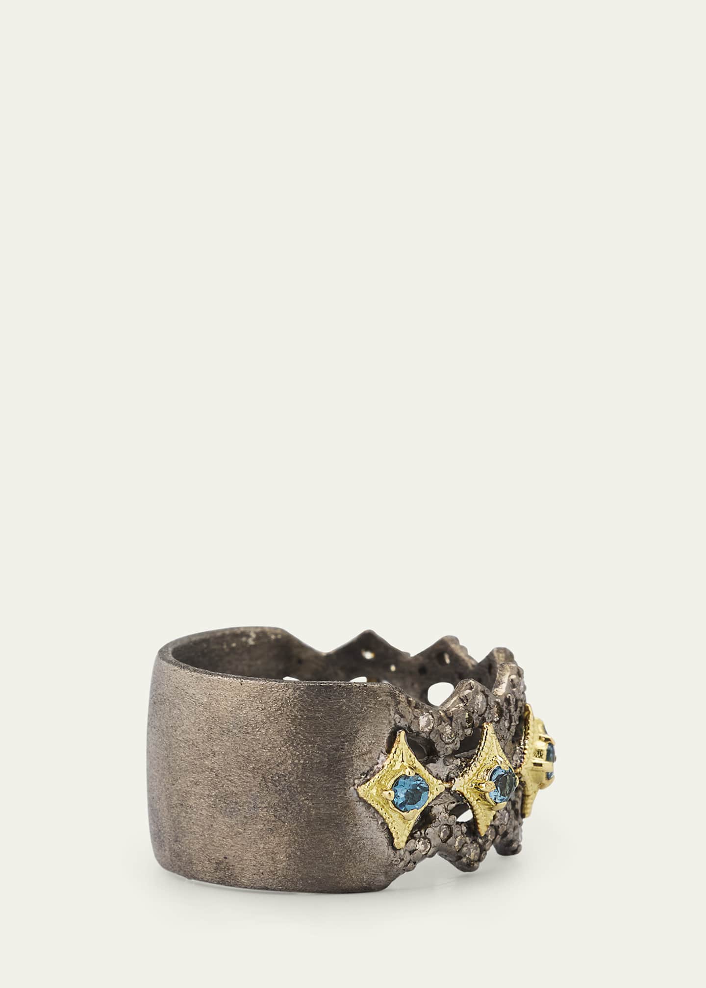 Armenta Blue Topaz Crivelli Wide Band Ring Image 4 of 4