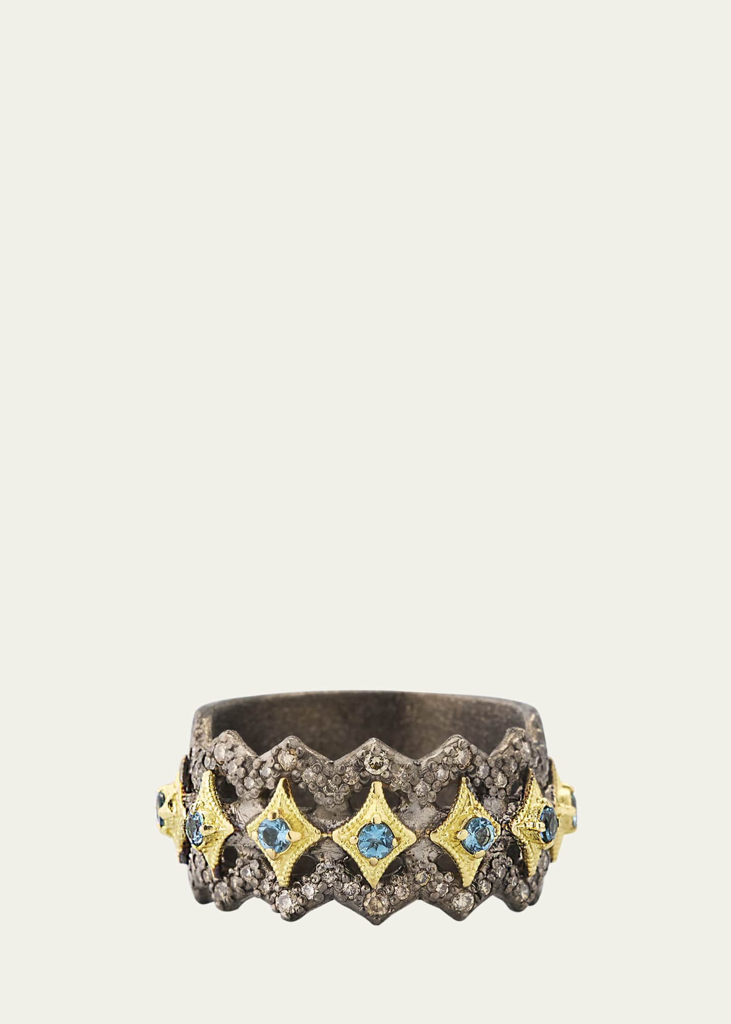 Armenta Blue Topaz Crivelli Wide Band Ring Image 1 of 4