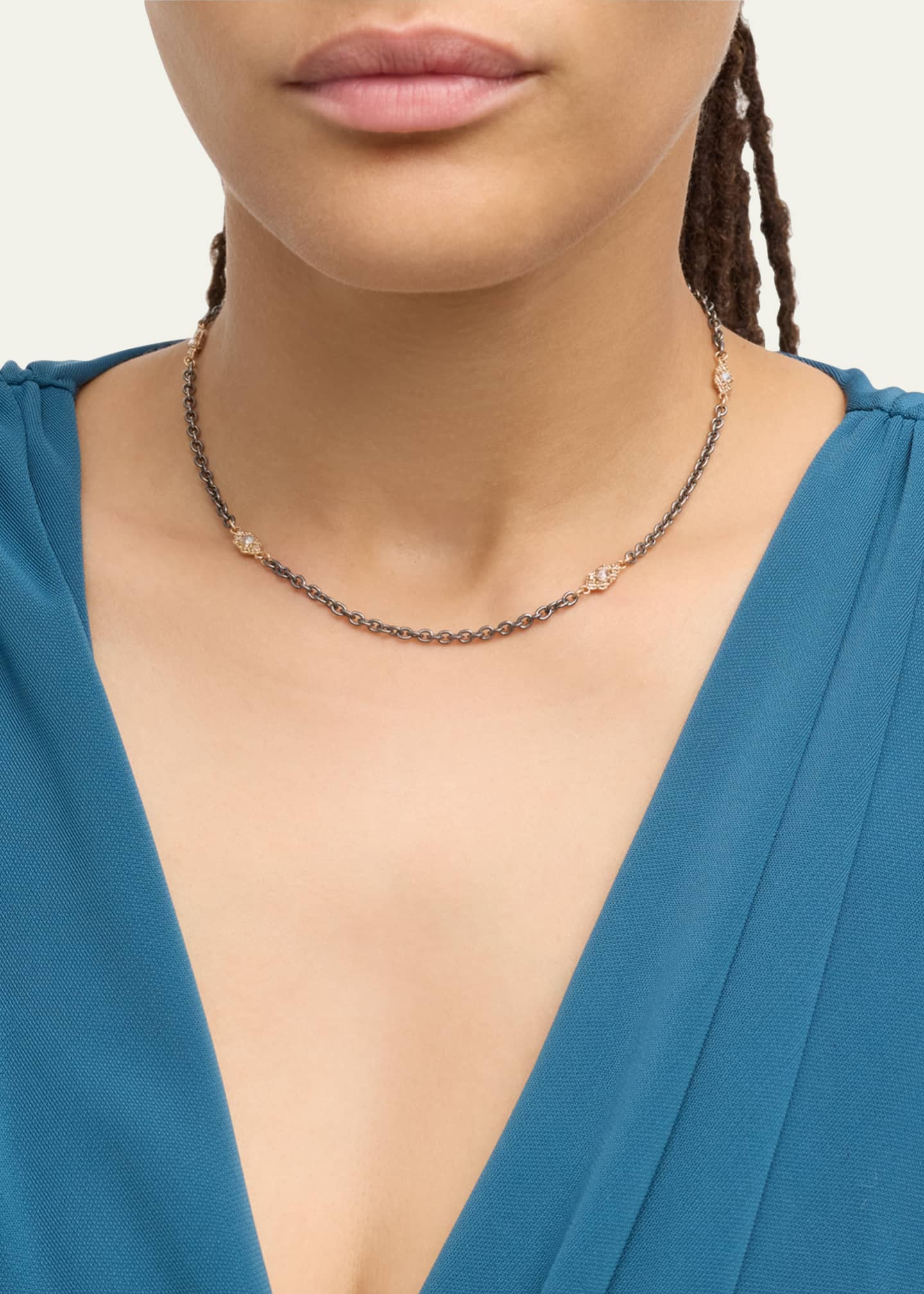 Armenta Alternating Diamond Scroll Necklace Image 2 of 4