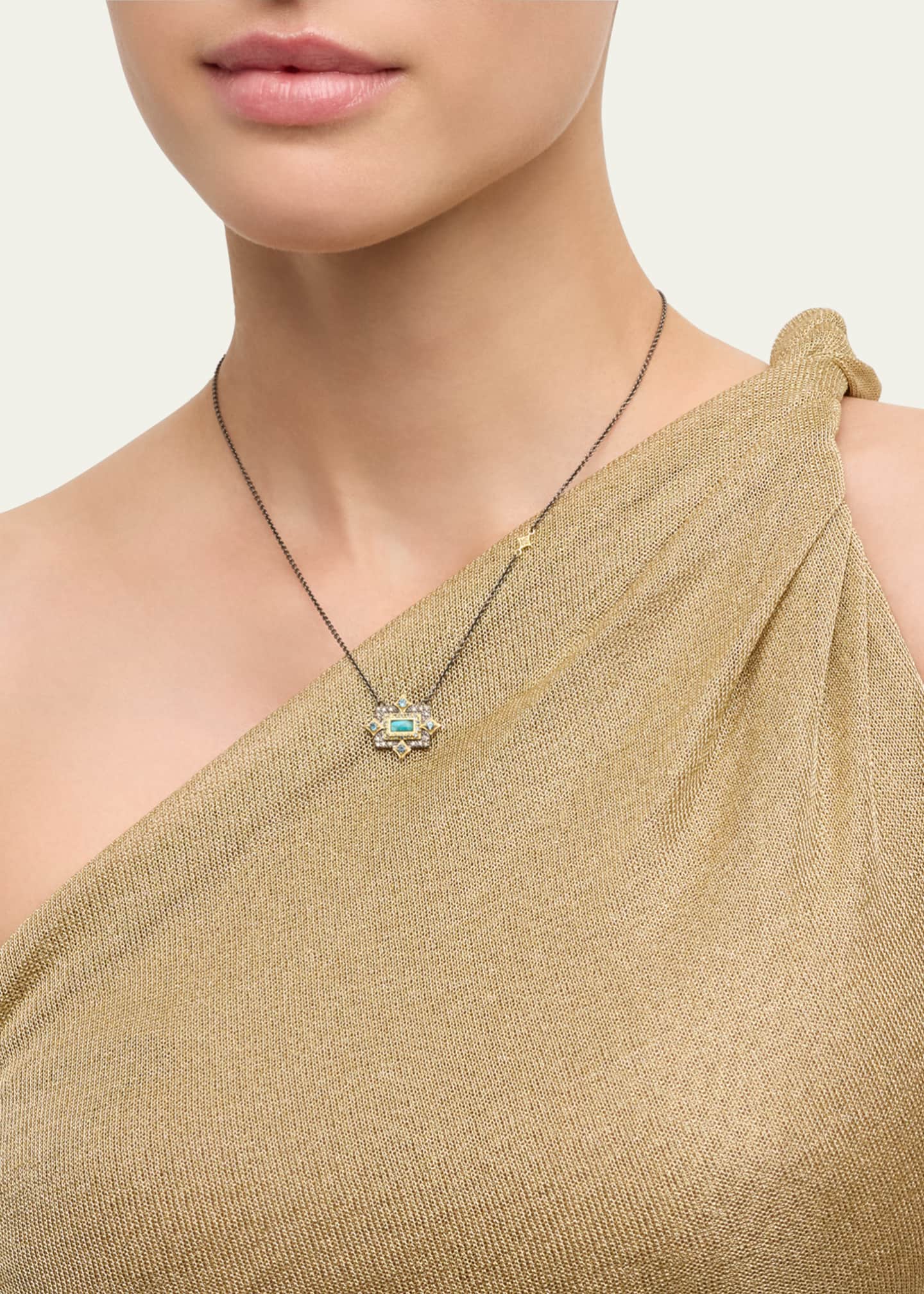 Armenta Turquoise East West Pendant Necklace Image 2 of 4