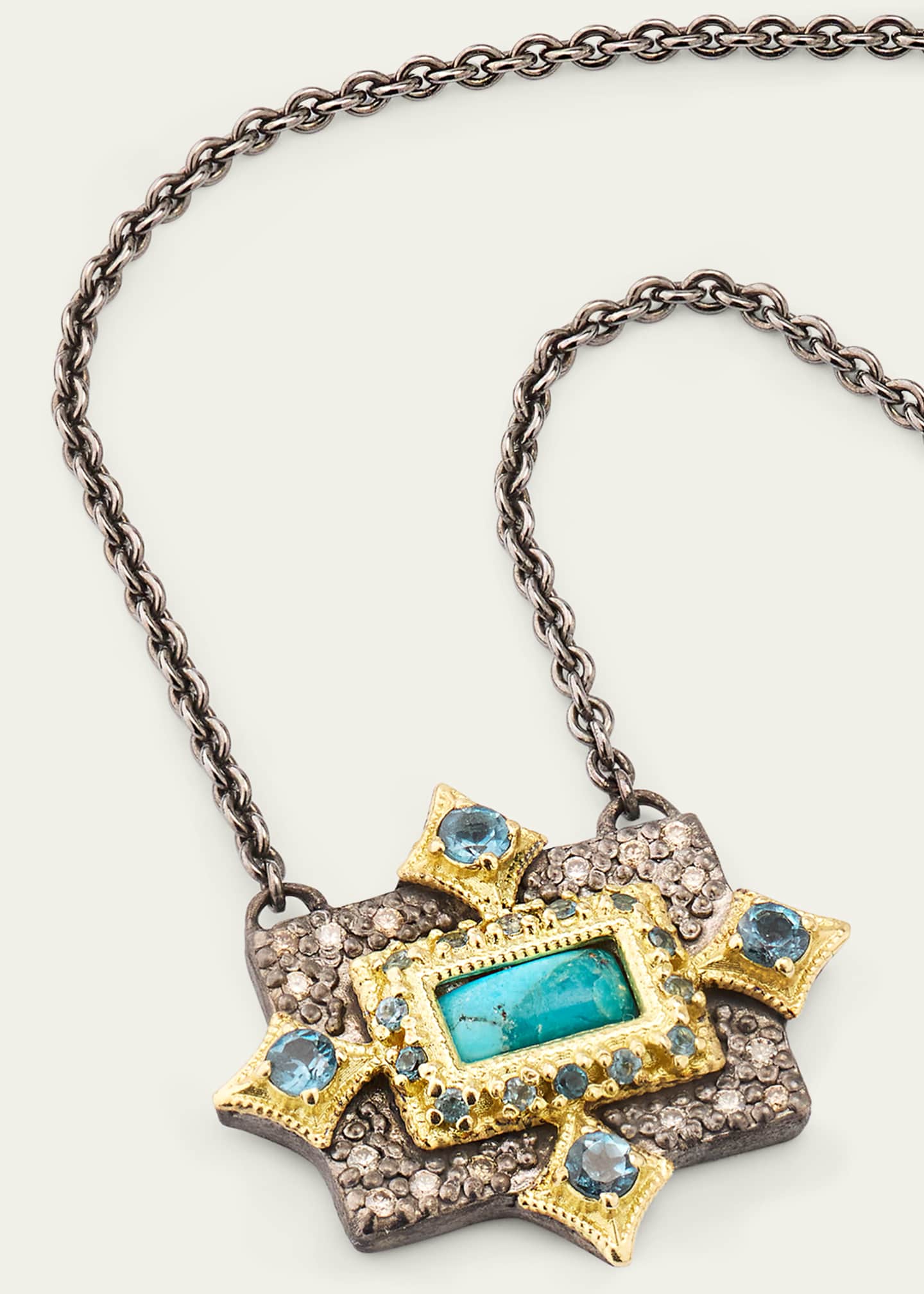 Armenta Turquoise East West Pendant Necklace Image 3 of 4