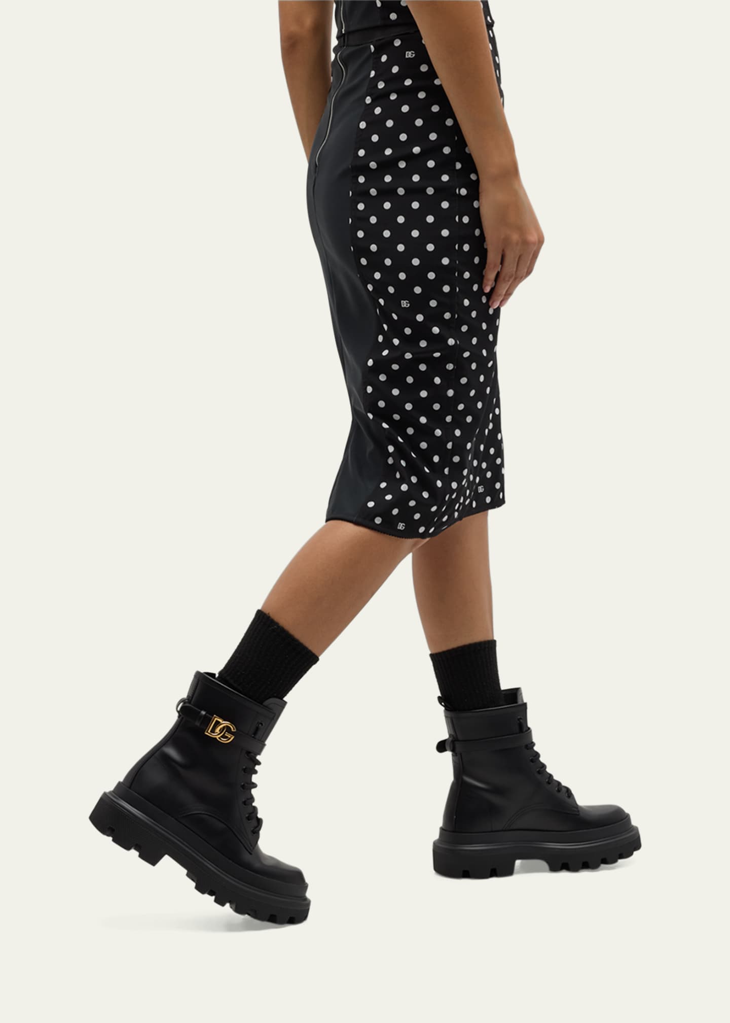 Dolce&Gabbana Leather DG Lace-Up Ranger Booties Image 2 of 5