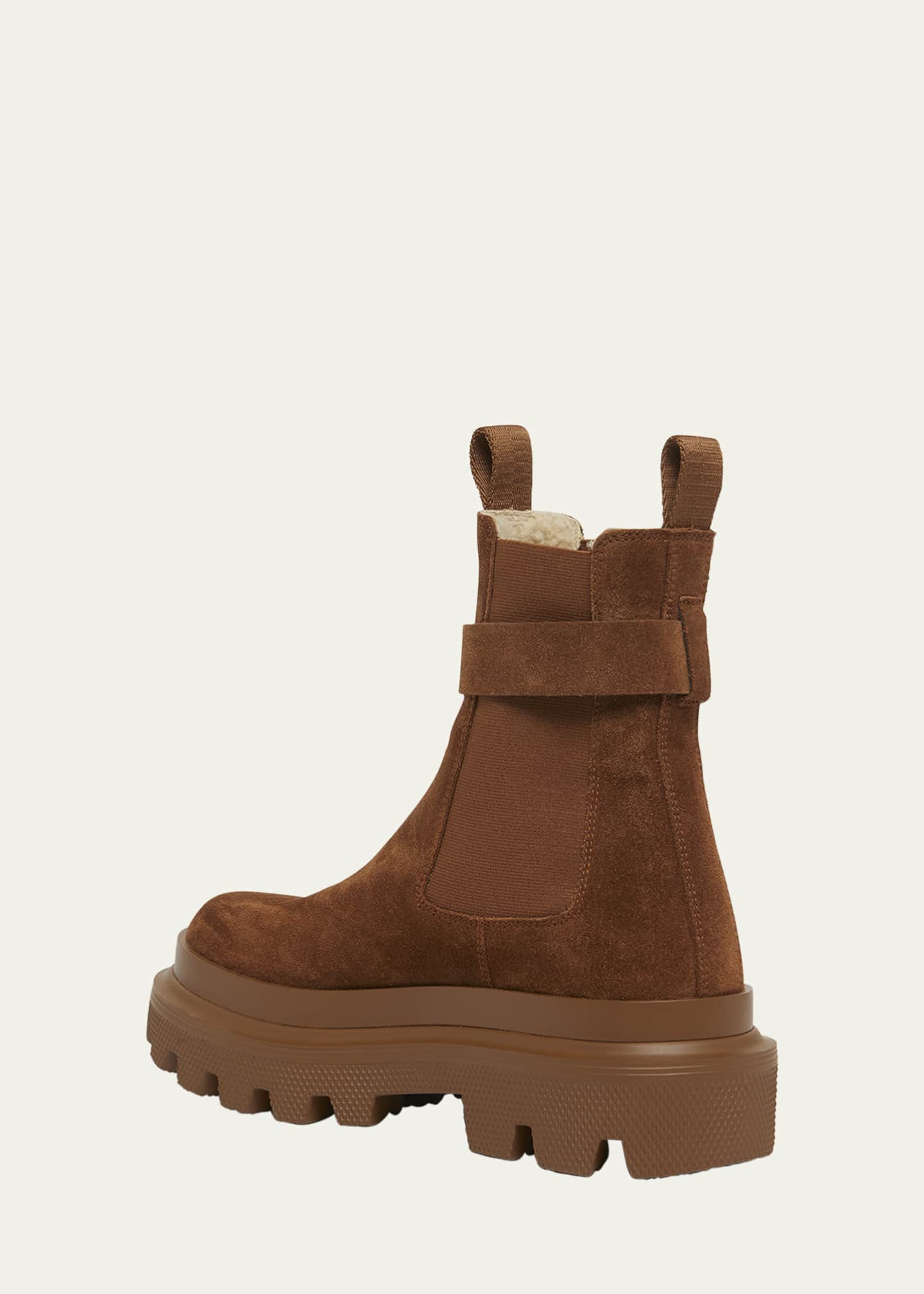 Dolce&Gabbana Suede Buckle Faux Fur Chelsea Booties Image 4 of 6