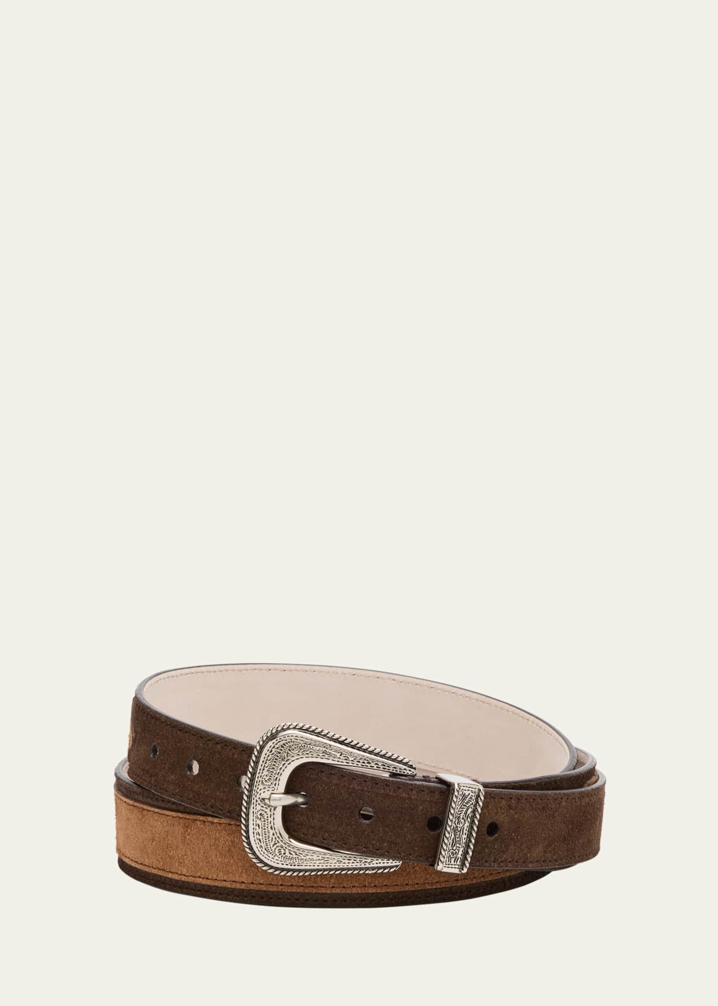 Brunello Cucinelli Men's Suede Western Belt Image 1 of 2