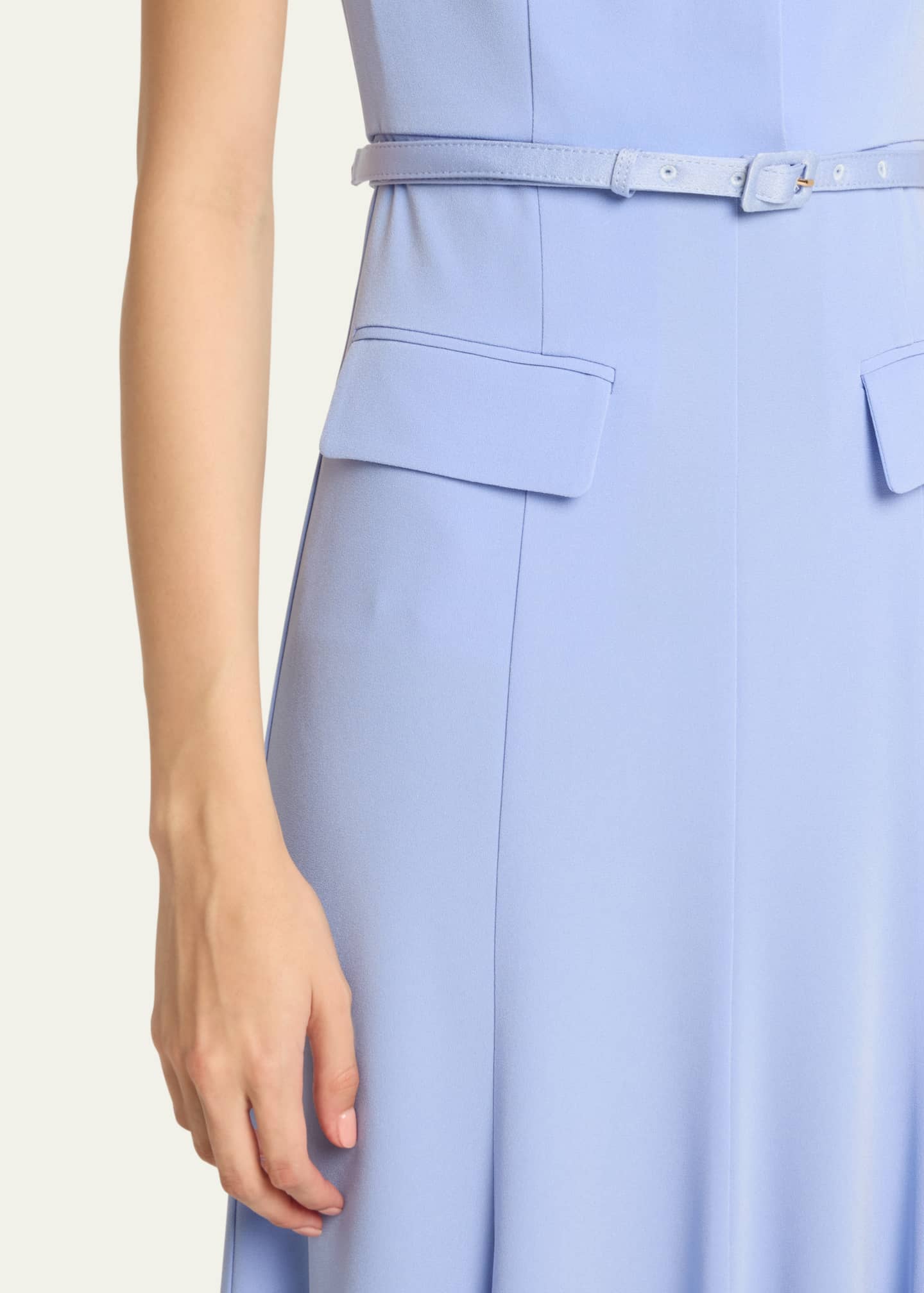 Roland Mouret Sleeveless Satin Crepe Midi Shirtdress With Belt Bergdorf Goodman