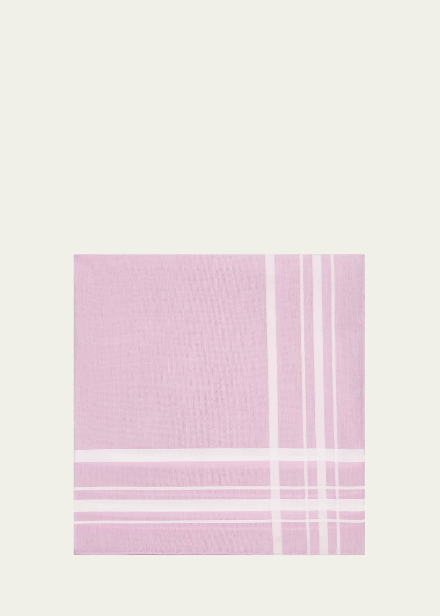 Simonnot Godard Men's Sonata Satin Check Cotton Pocket Square