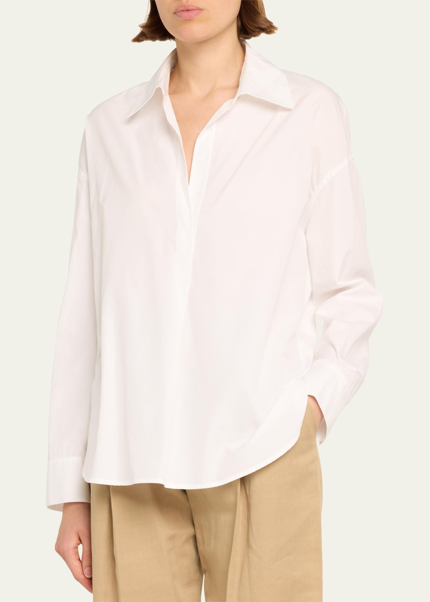Vince Half-Placket Long-Sleeve Cotton Shirt - Bergdorf Goodman