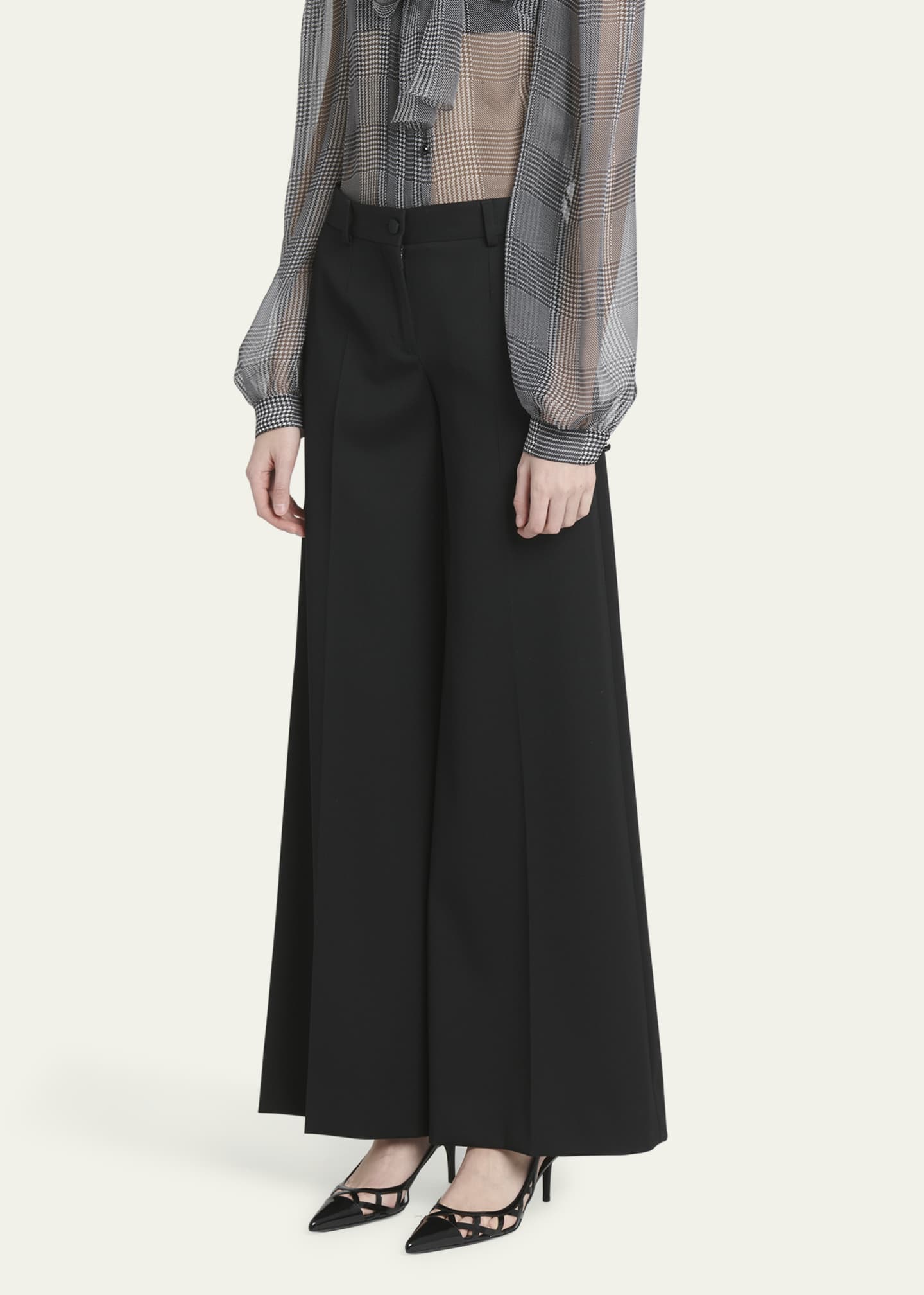 Dolce & Gabbana Black Wool High Waist Wide Leg Pants main image 0