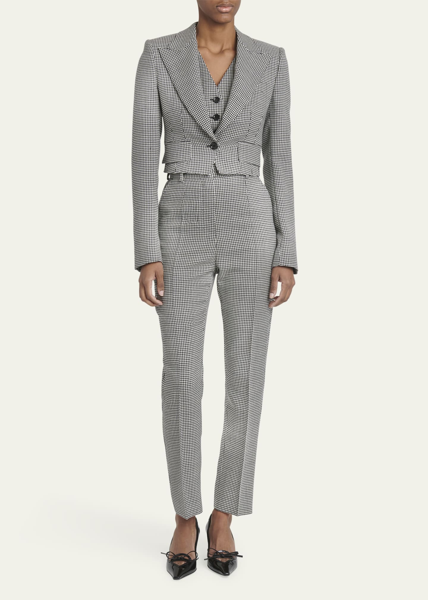 Dolce&Gabbana Wool Pied De Poule Cropped Jacket Image 2 of 5