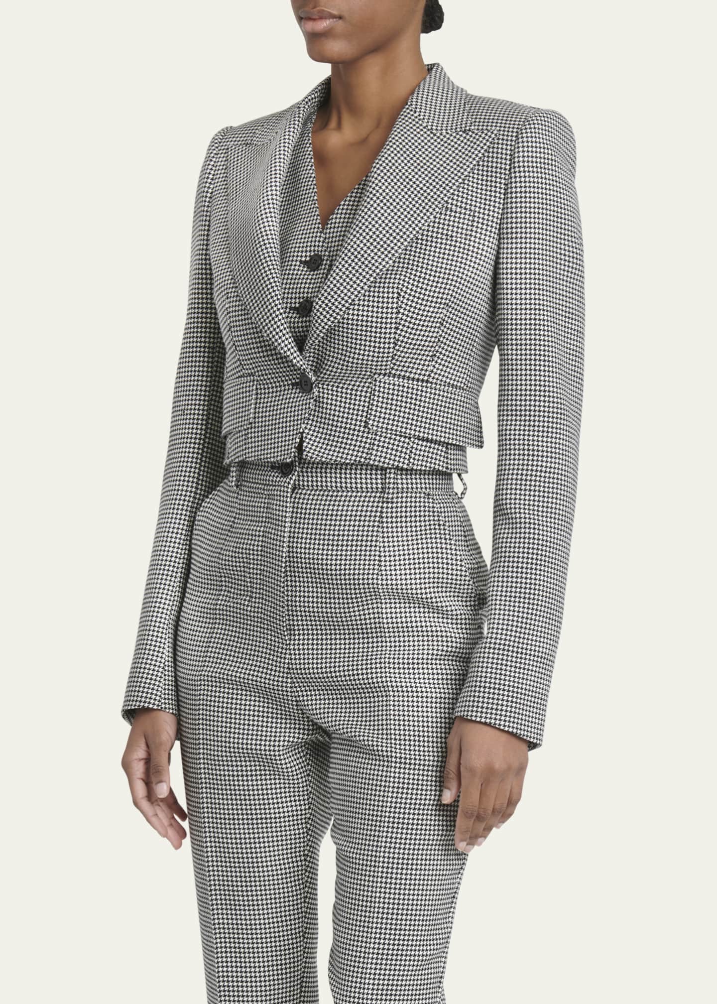 Dolce&Gabbana Wool Pied De Poule Cropped Jacket Image 4 of 5