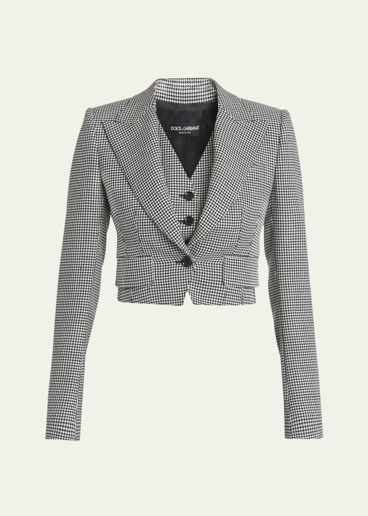 Dolce&Gabbana Wool Pied De Poule Cropped Jacket Image 1 of 5