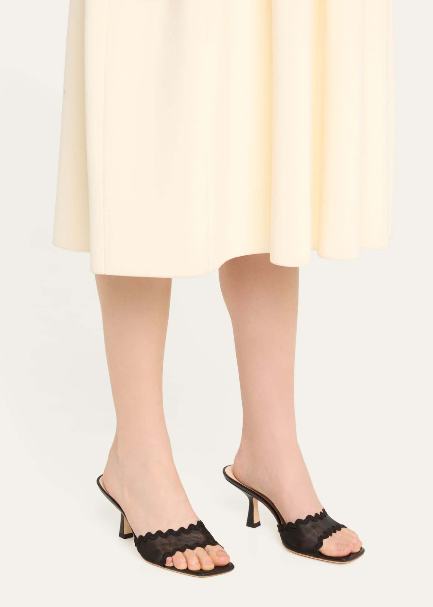Loeffler Randall Milena Mesh Scalloped Mule Sandals Black