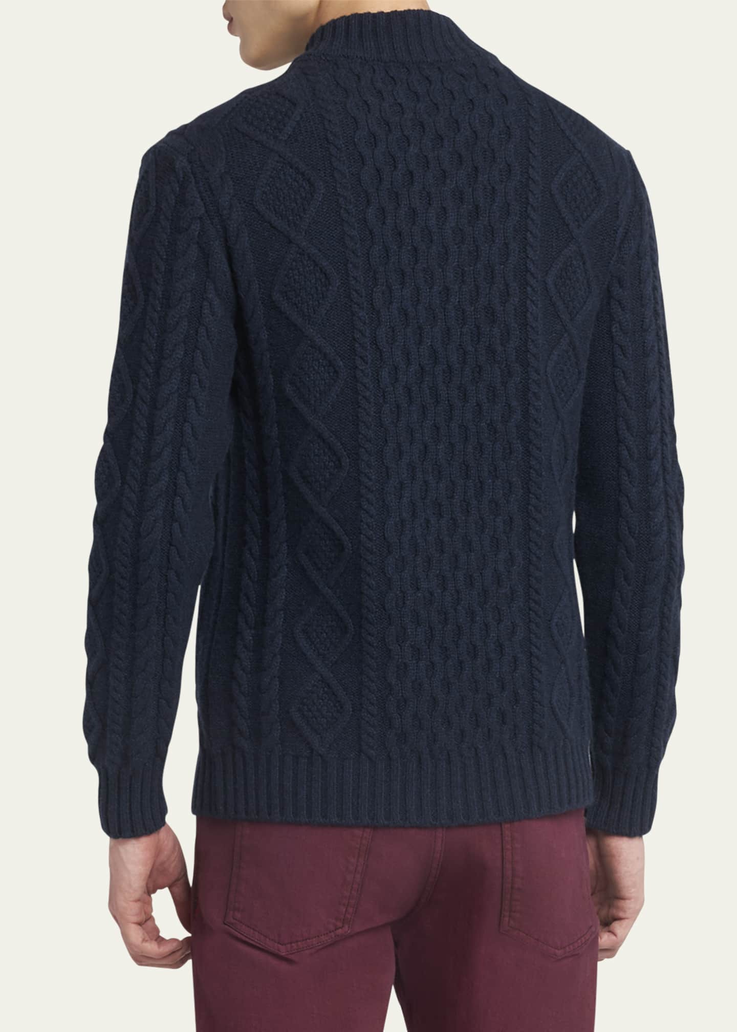 Kiton Men's Cashmere Cable Half-Zip Sweater Image 3 of 5