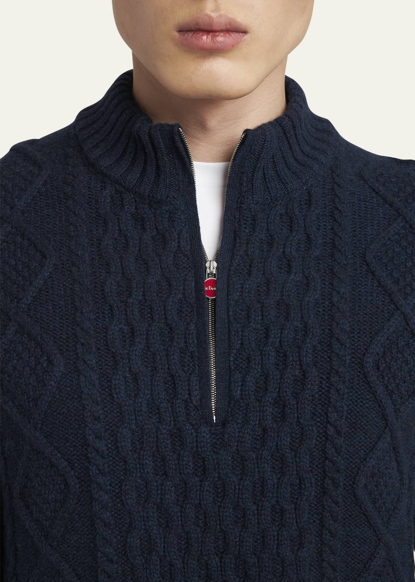 Kiton Men's Cashmere Cable Half-Zip Sweater Image 5 of 5