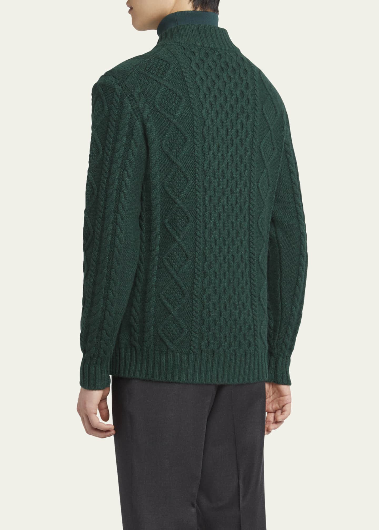 Kiton Men's Cashmere Cable Half-Zip Sweater - Bergdorf Goodman