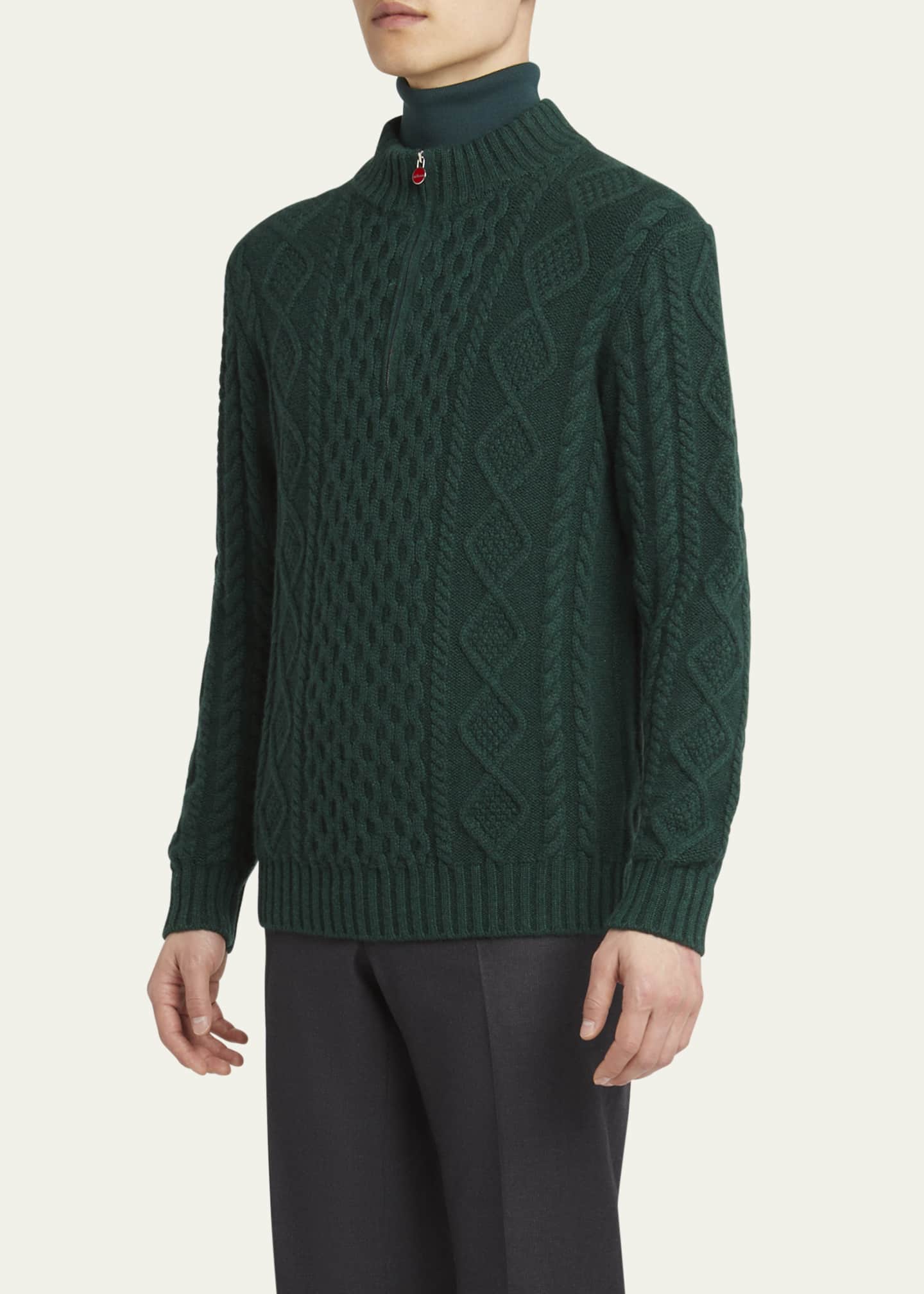 【送料&関税込】Kiton Sweater Kiton Men's Cashmere Cable Knit Full-Zip Sweater | Neiman Marcus