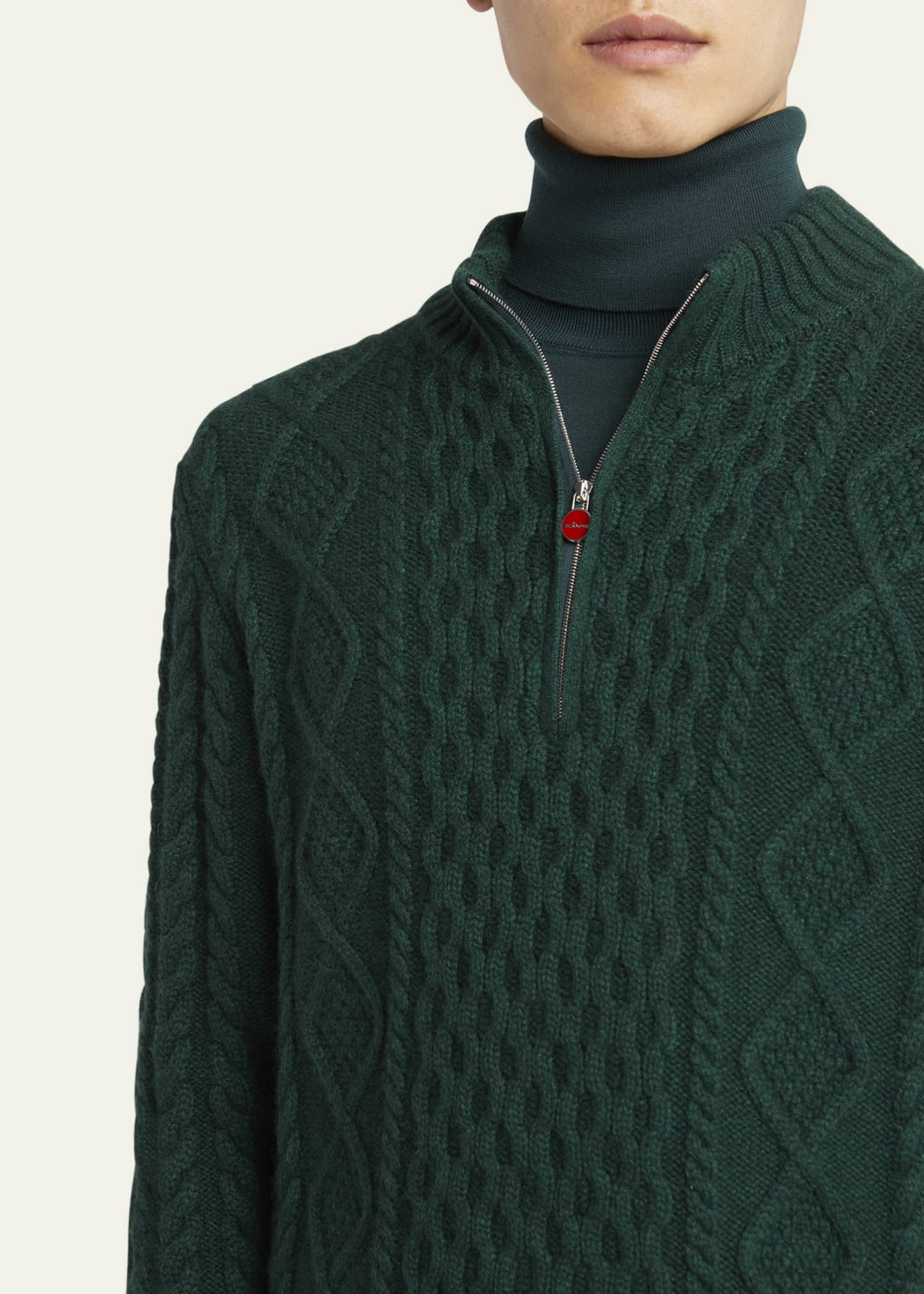 Kiton Men's Cashmere Cable Half-Zip Sweater - Bergdorf Goodman