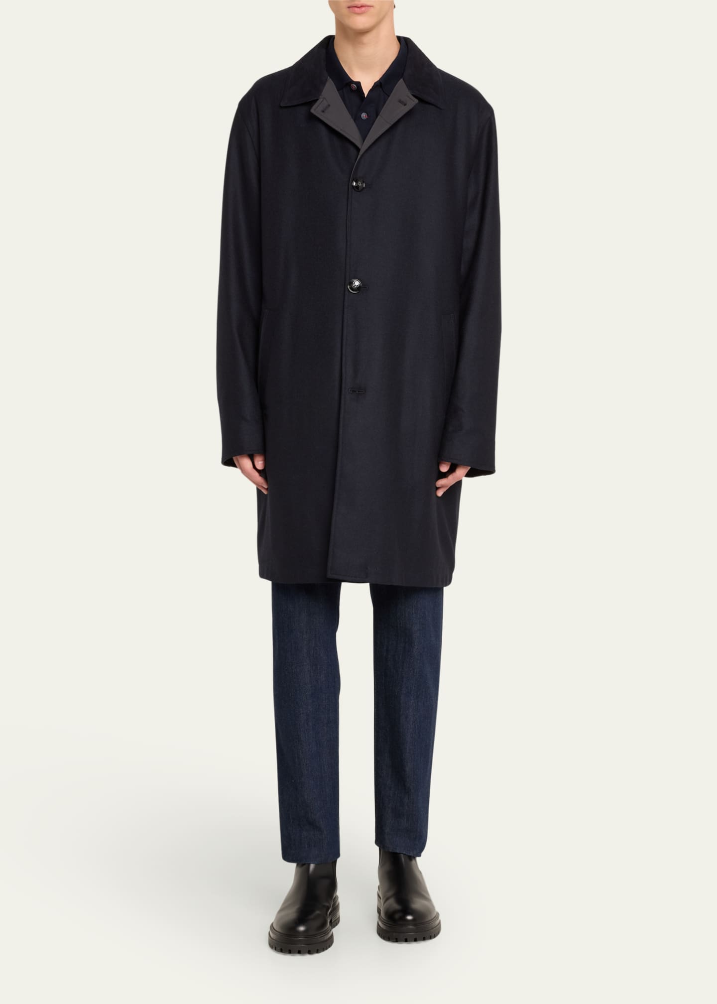 Kiton Men's Wool-Cashmere Raincoat Image 2 of 5