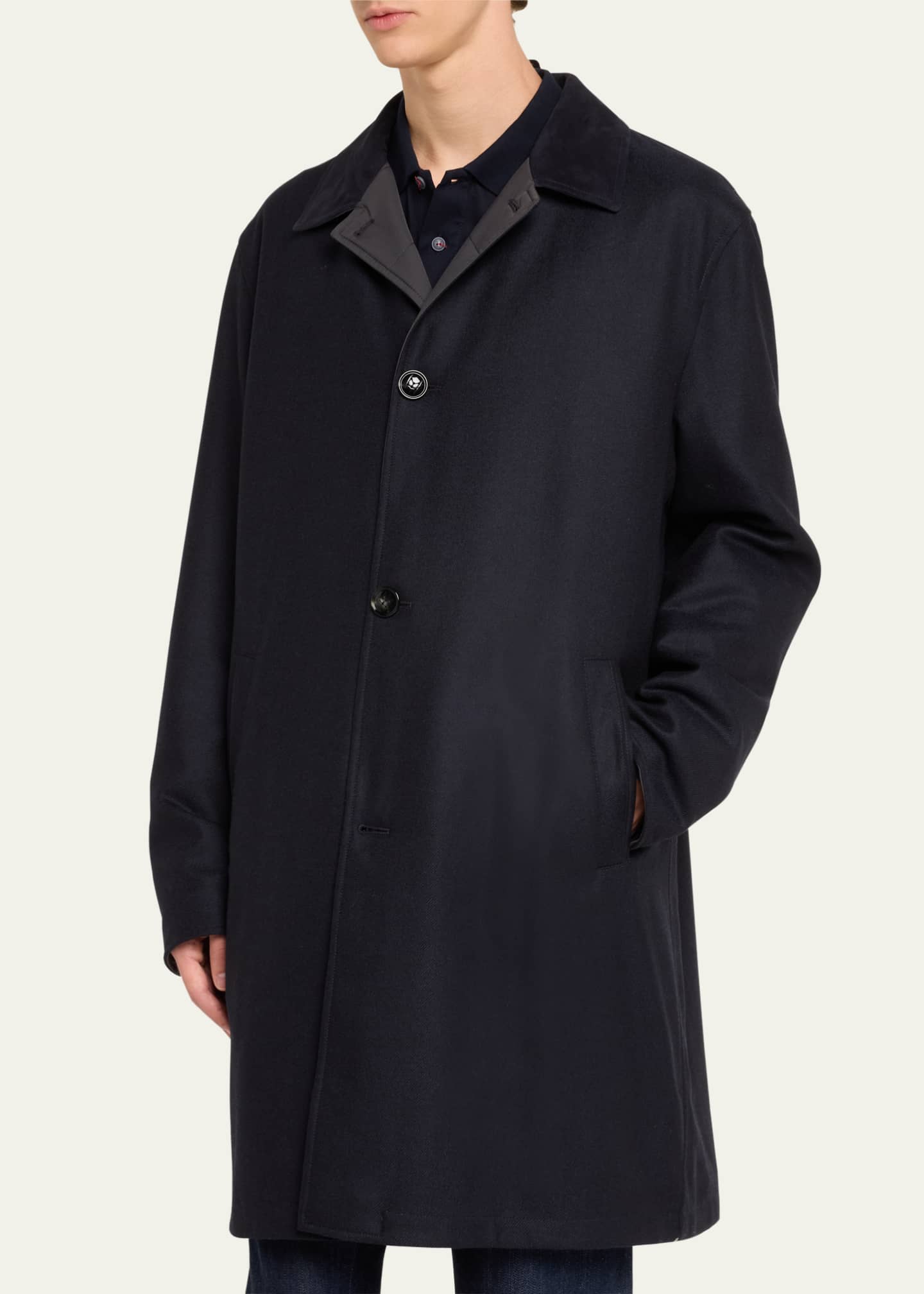 Kiton Men's Wool-Cashmere Raincoat Image 4 of 5