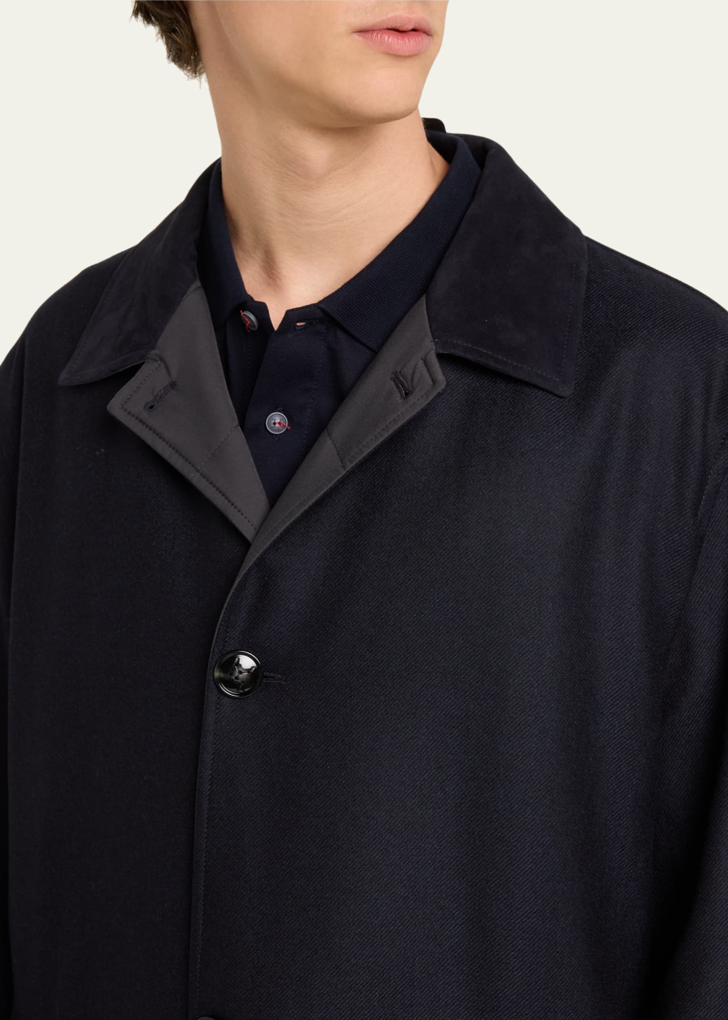 Kiton Men's Wool-Cashmere Raincoat Image 5 of 5