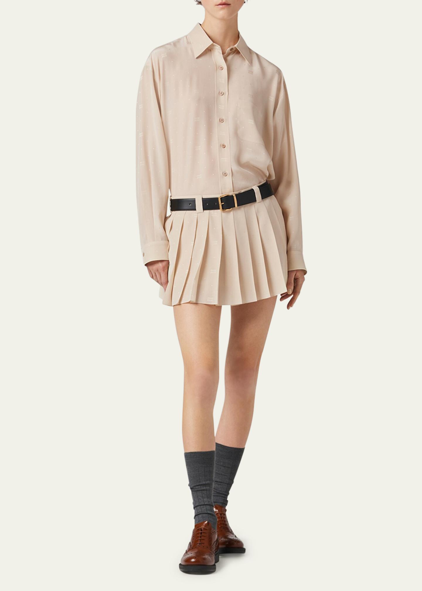 Miu Miu Crepe de Chine Pleated Mini Skirt - Bergdorf Goodman