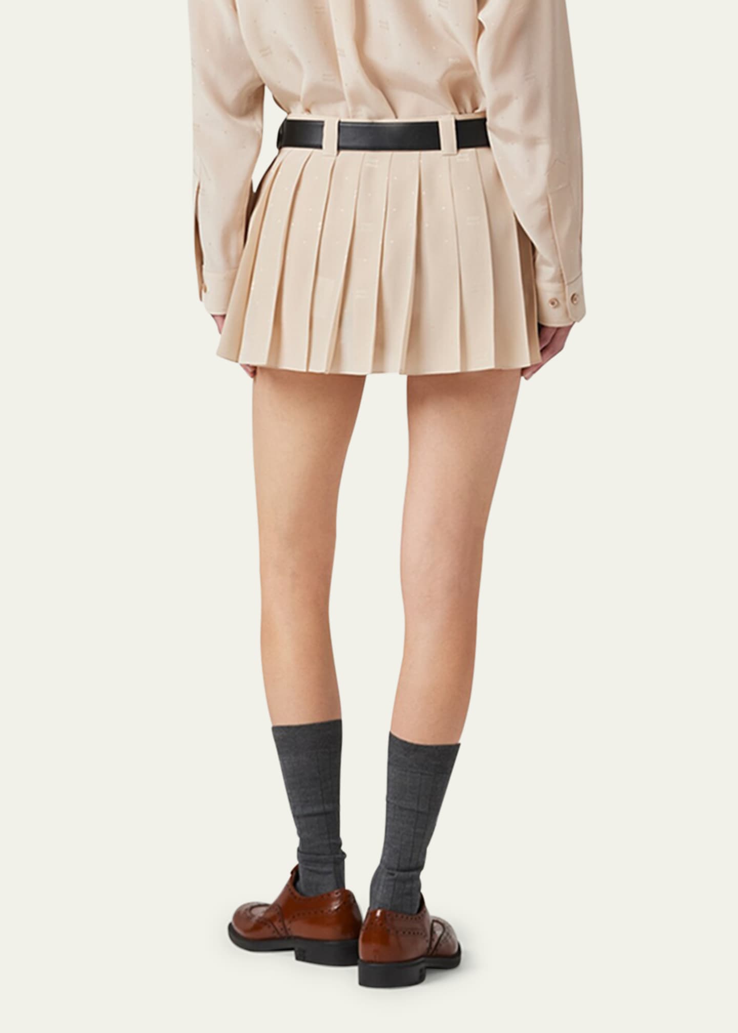 ミニスカート Miu Miu LOGO MINI SKIRT MIU MIU 22SS Chino Pleated Miniskirt