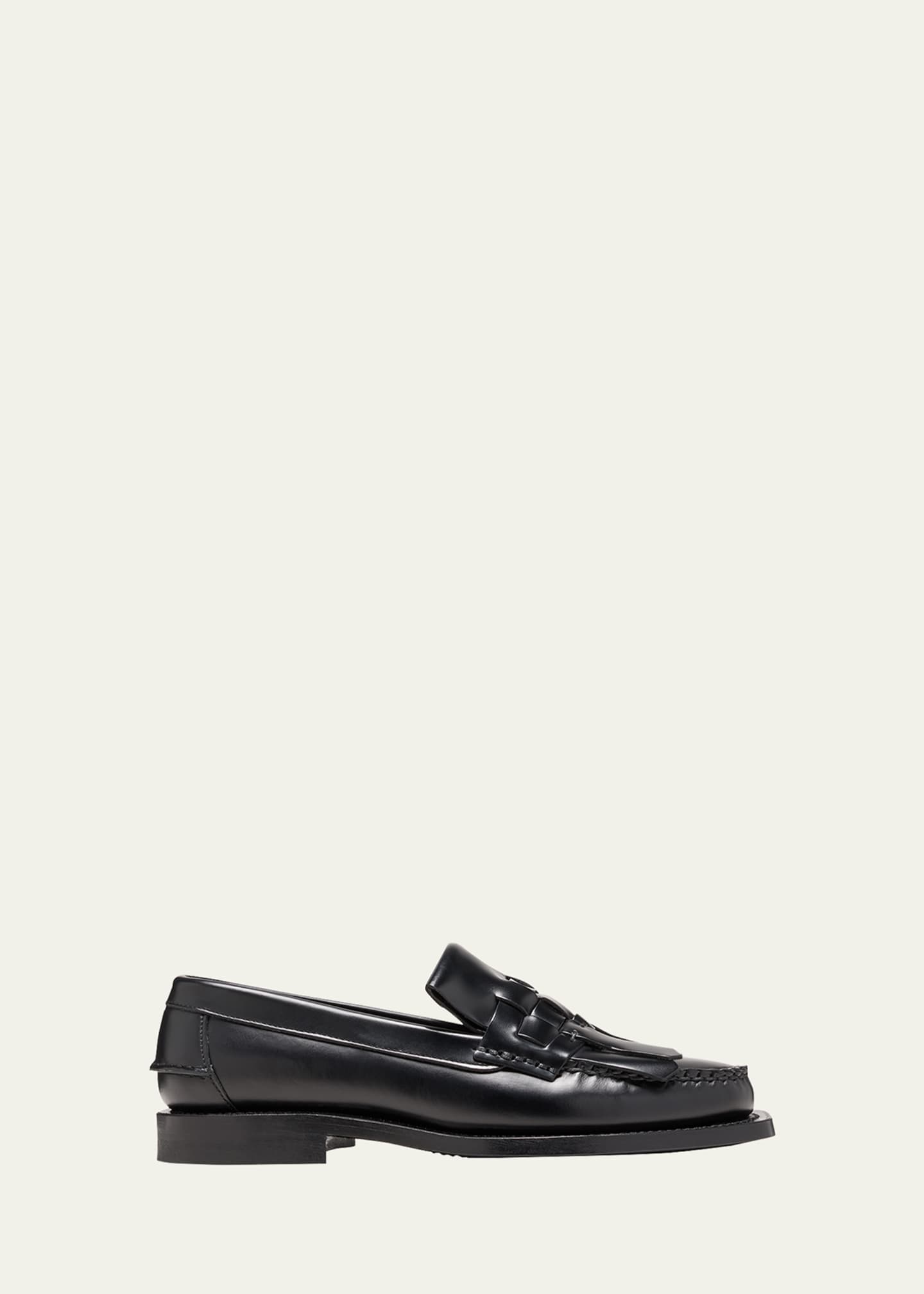 HEREU Marti Leather Kiltie Slip-On Loafers Image 1 of 3
