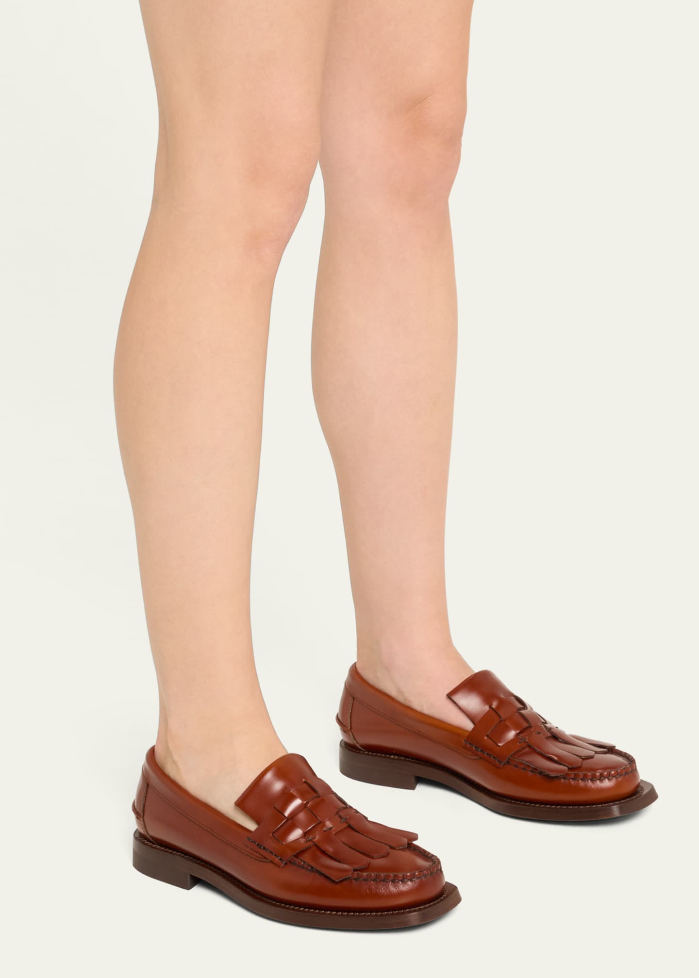 HEREU Marti Leather Kiltie Slip-On Loafers - Bergdorf Goodman