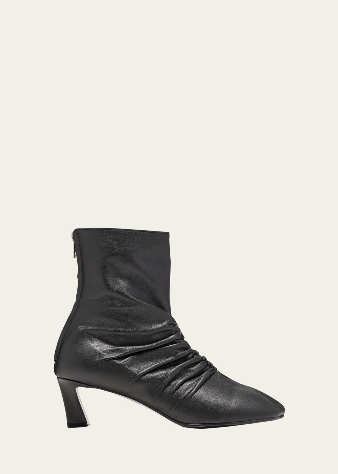 Reike Nen Dasoni Ruched Leather Ankle Booties
