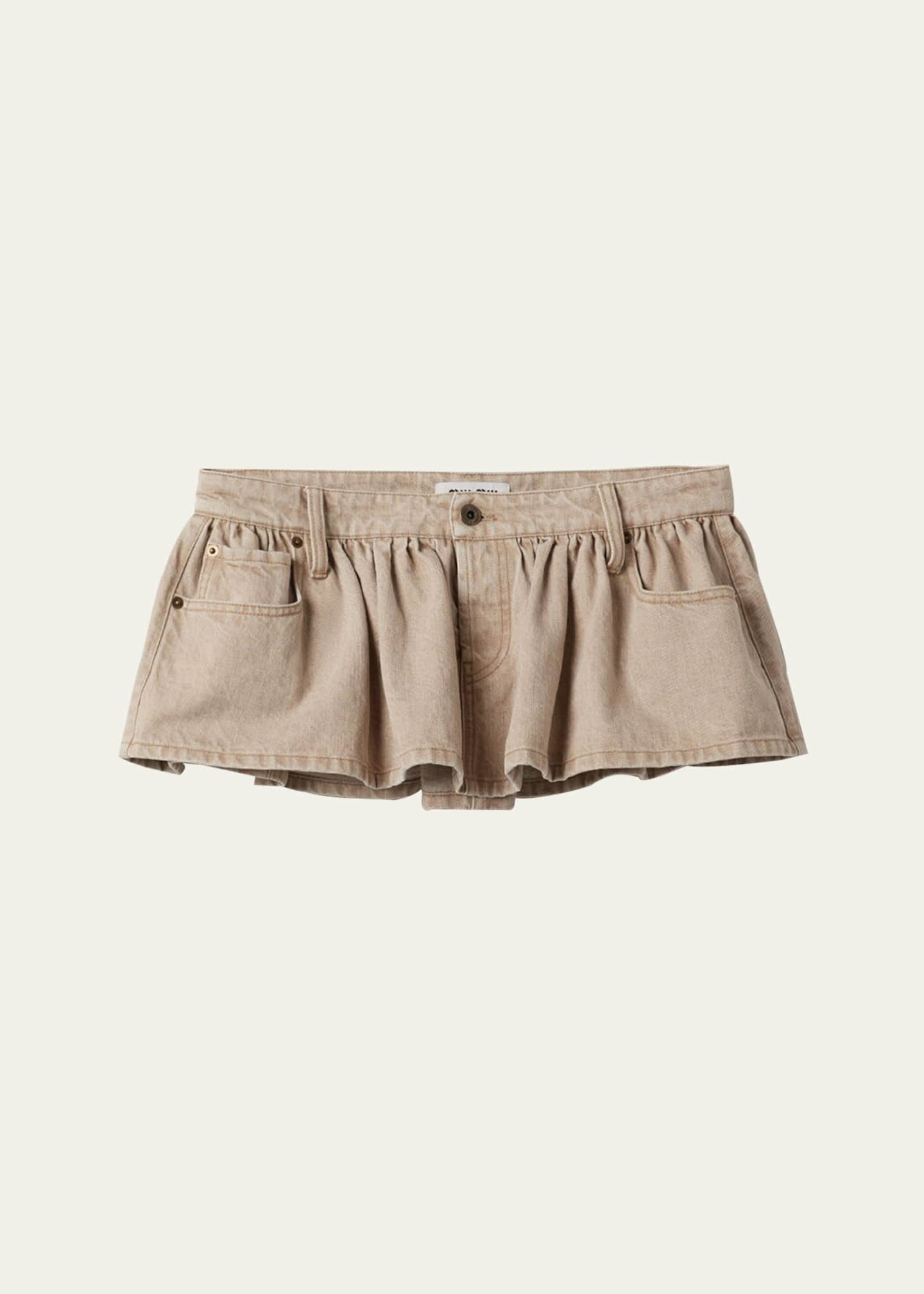 Miu Miu Micro Denim Logo Skirt Image 1 of 3