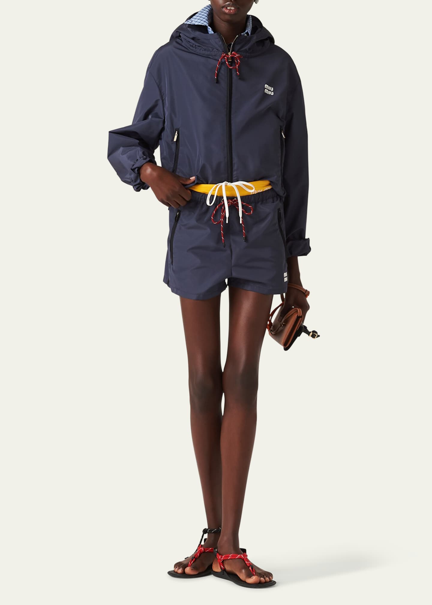 Miu Miu Drawstring Zip-Pocket Shorts - Bergdorf Goodman