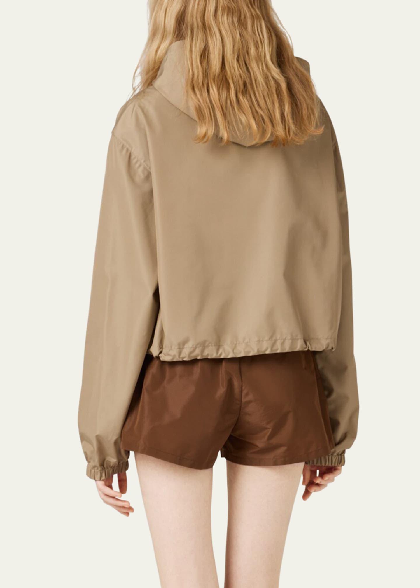 Miu Miu Drawstring Hooded Cropped Zip-Up Jacket Image 3 of 5