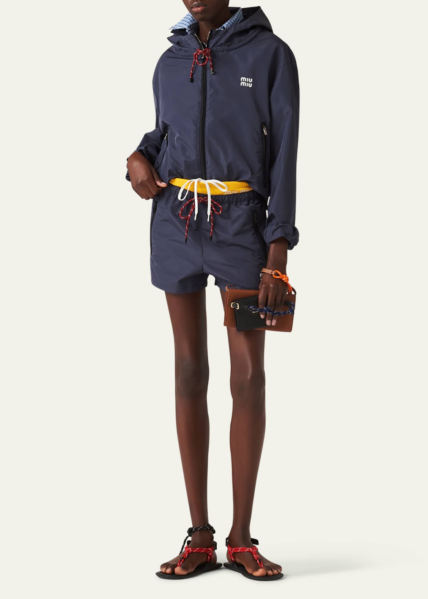 Miu Miu Drawstring Hooded Cropped Zip-Up Jacket - Bergdorf
