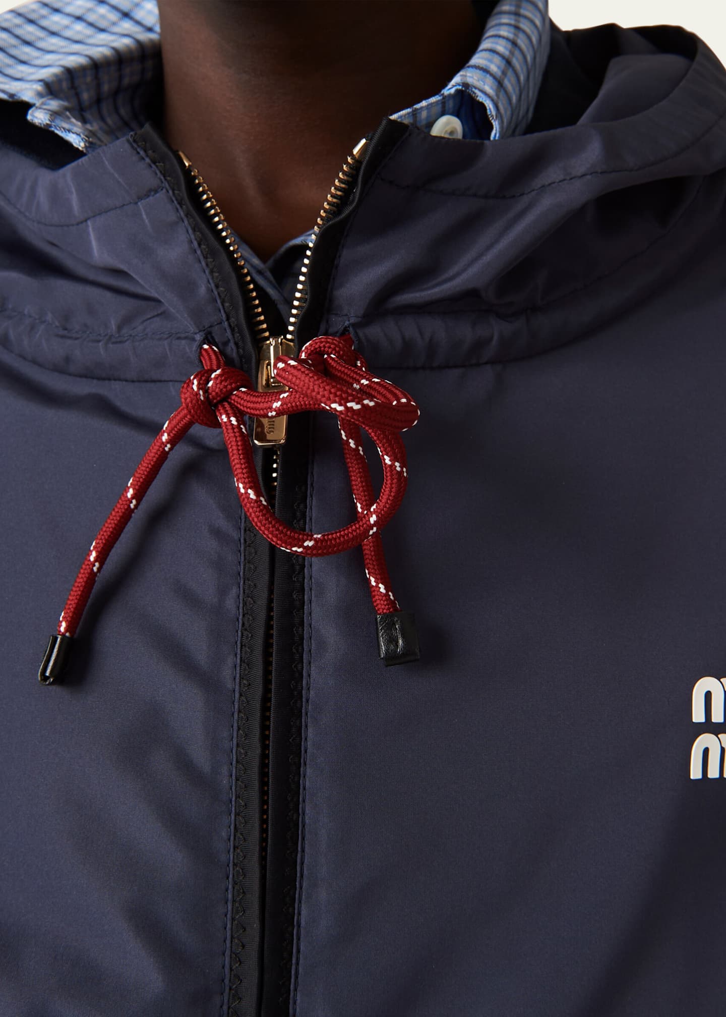 Miu Miu Drawstring Hooded Cropped Zip-Up Jacket Image 5 of 5
