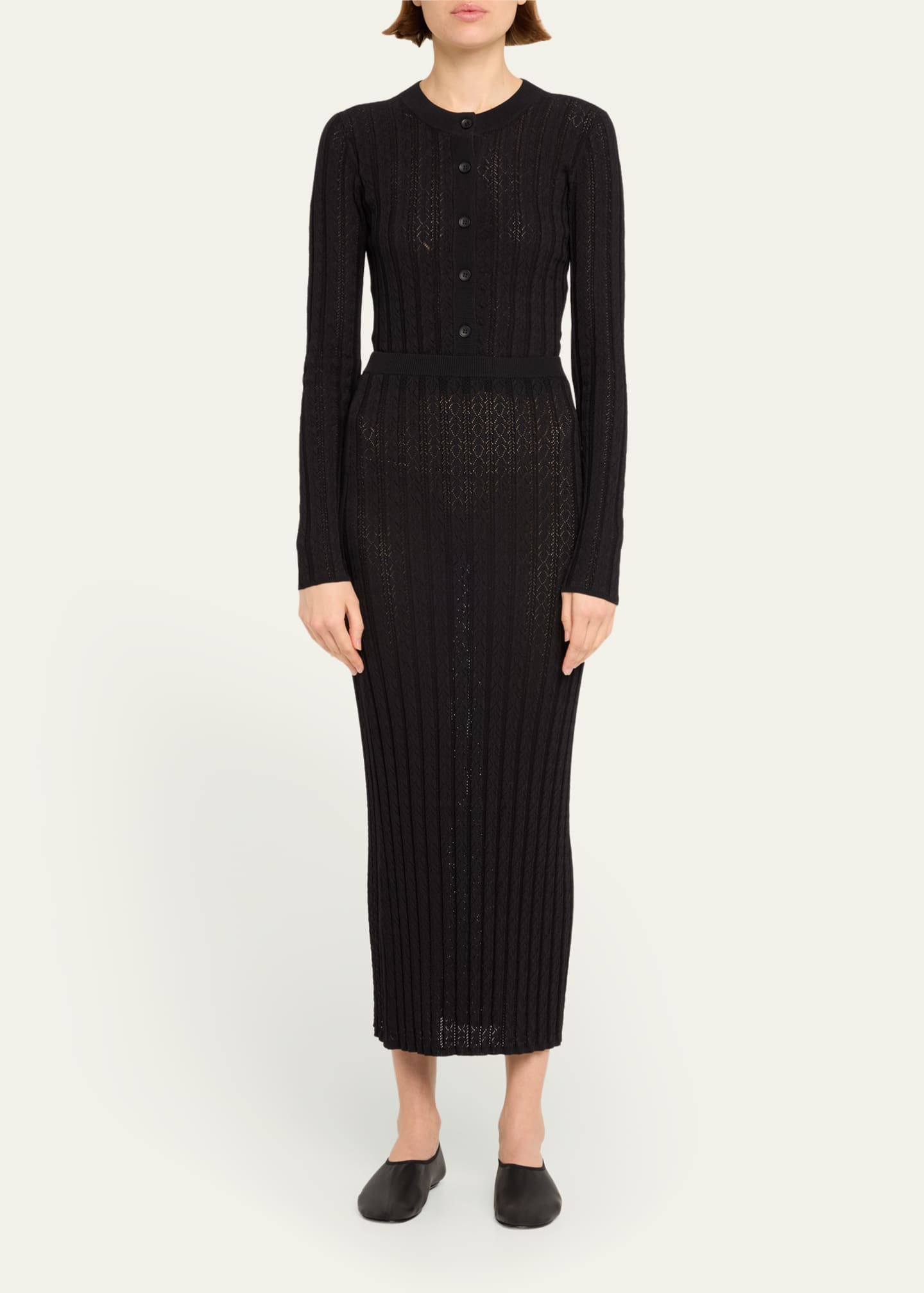 Loulou Studio Dera Pointelle Knit Maxi Skirt Image 2 of 5