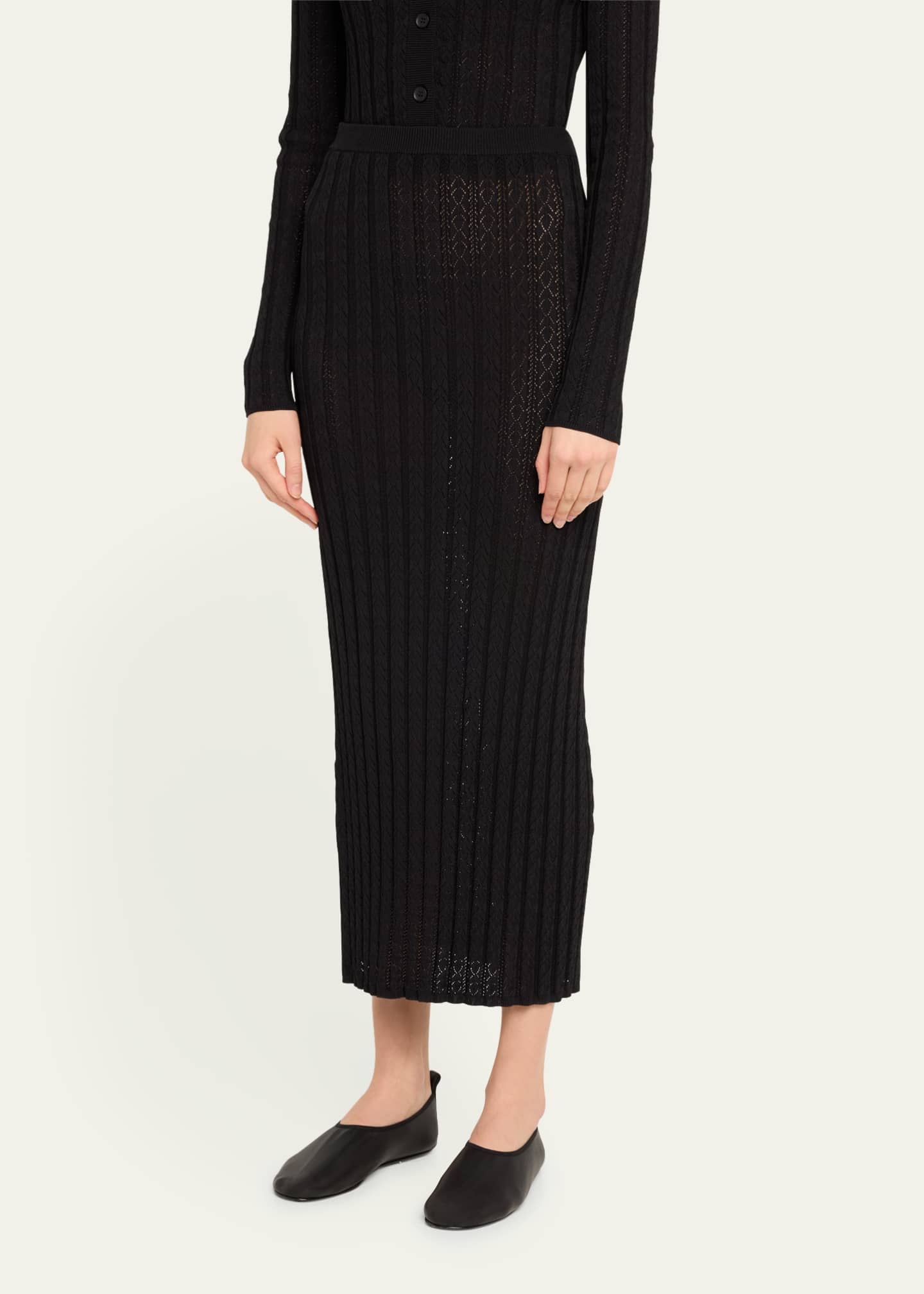 Loulou Studio Dera Pointelle Knit Maxi Skirt Image 4 of 5