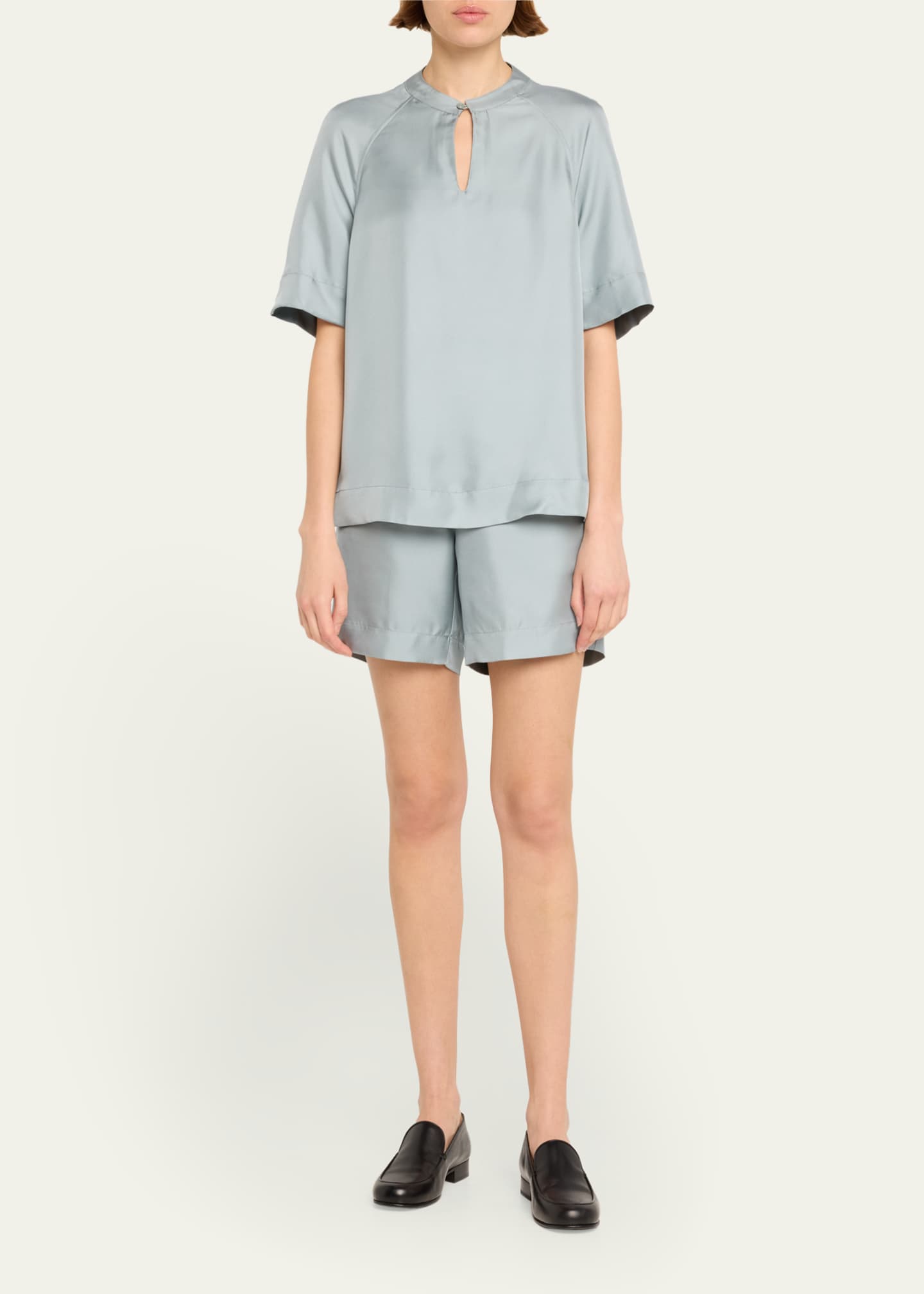 Loulou Studio Poseidon Silk Bermuda Shorts Image 2 of 5