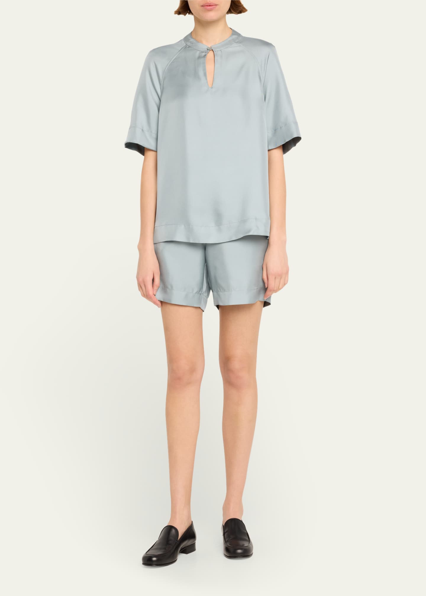 Loulou Studio Zeus Short-Sleeve Silk Blouse Image 2 of 5