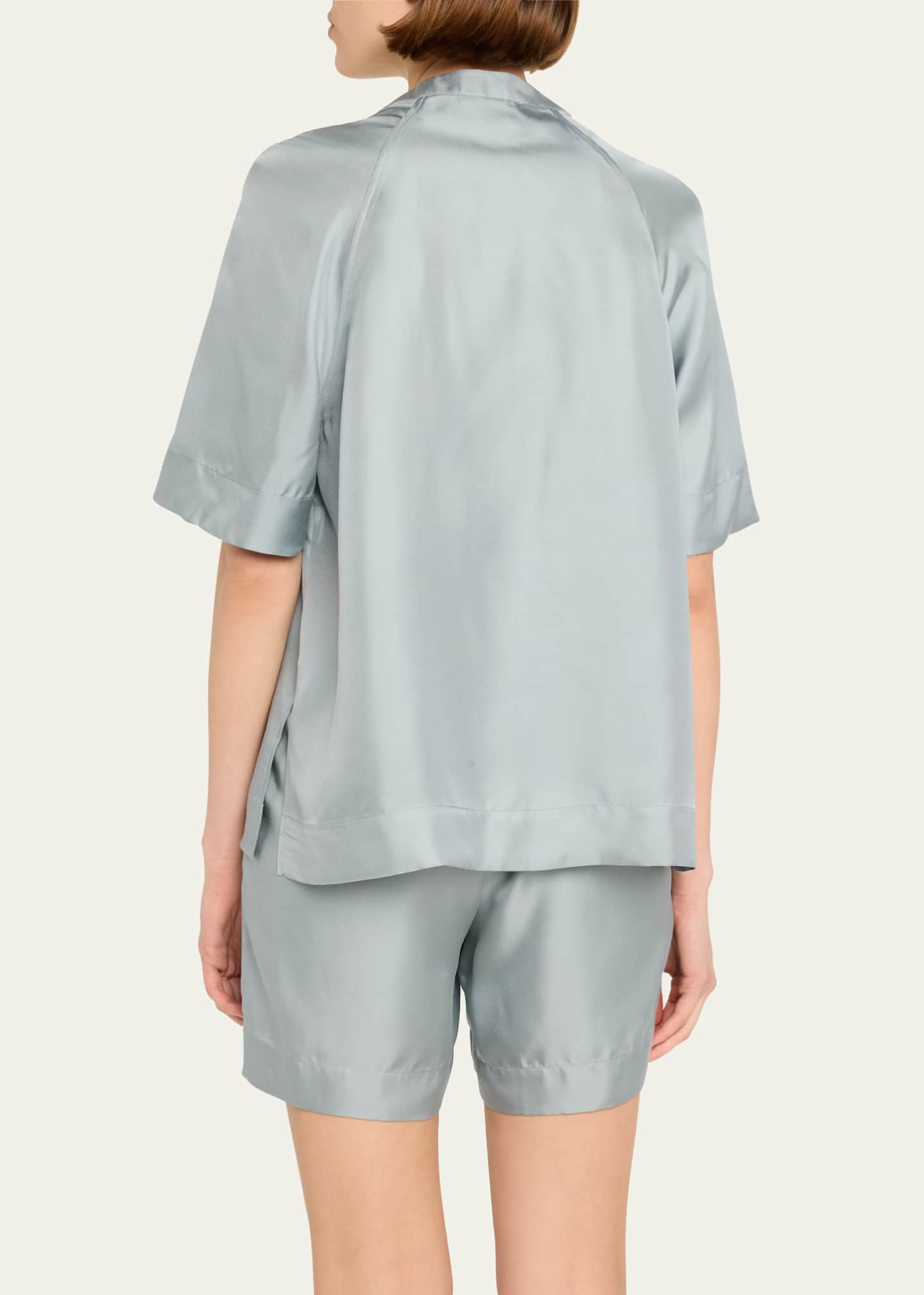 Loulou Studio Zeus Short-Sleeve Silk Blouse Image 3 of 5