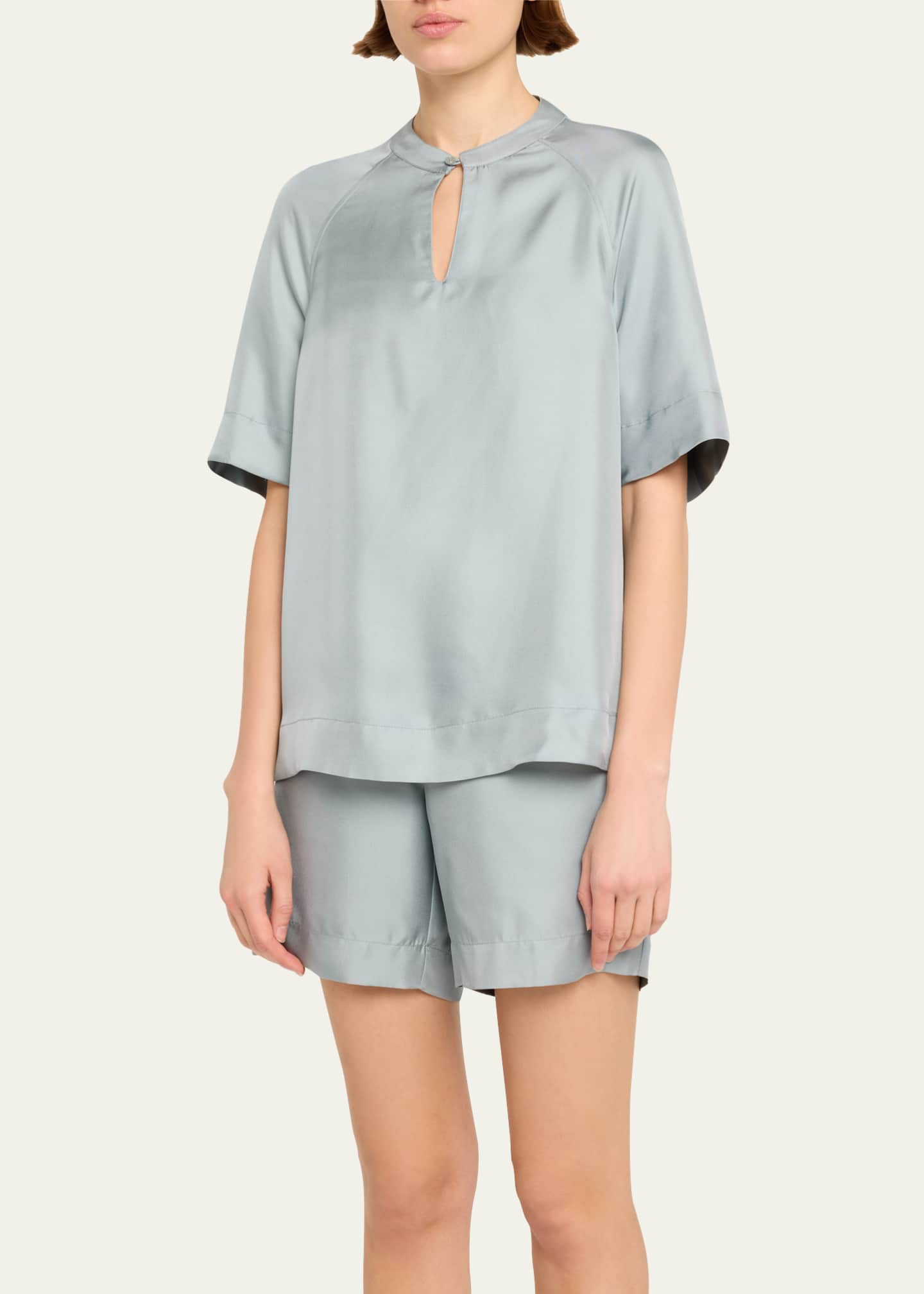 Loulou Studio Zeus Short-Sleeve Silk Blouse Image 4 of 5