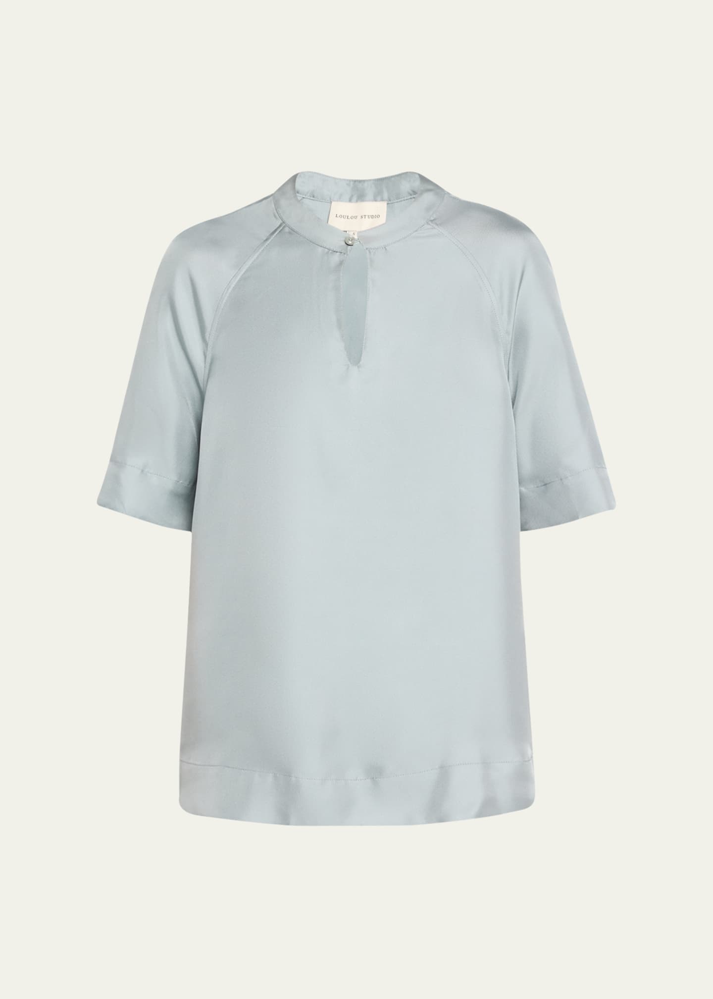 Loulou Studio Zeus Short-Sleeve Silk Blouse Image 1 of 5