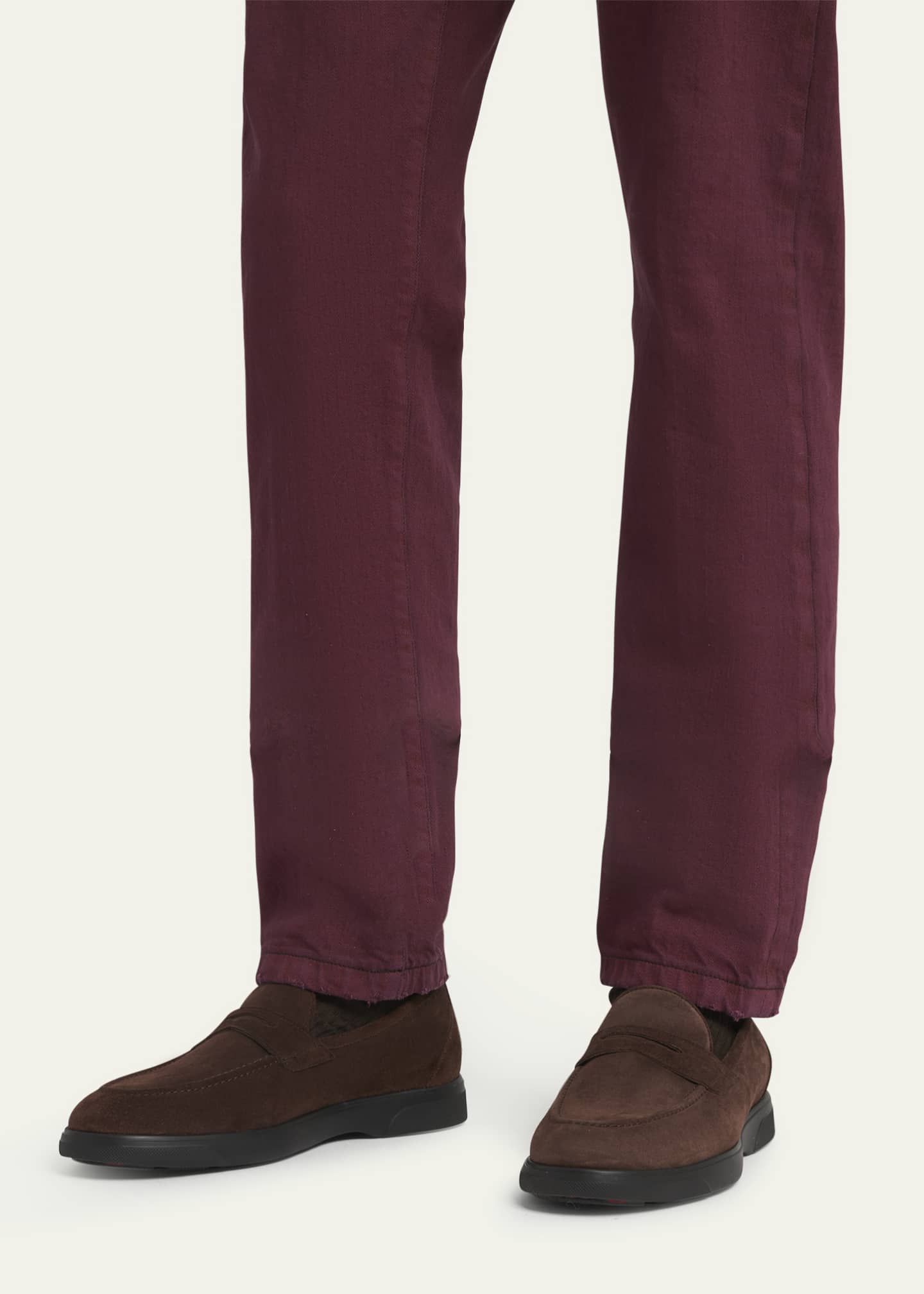 Kiton Men's Suede Vibram-Sole Penny Loafers Image 2 of 5