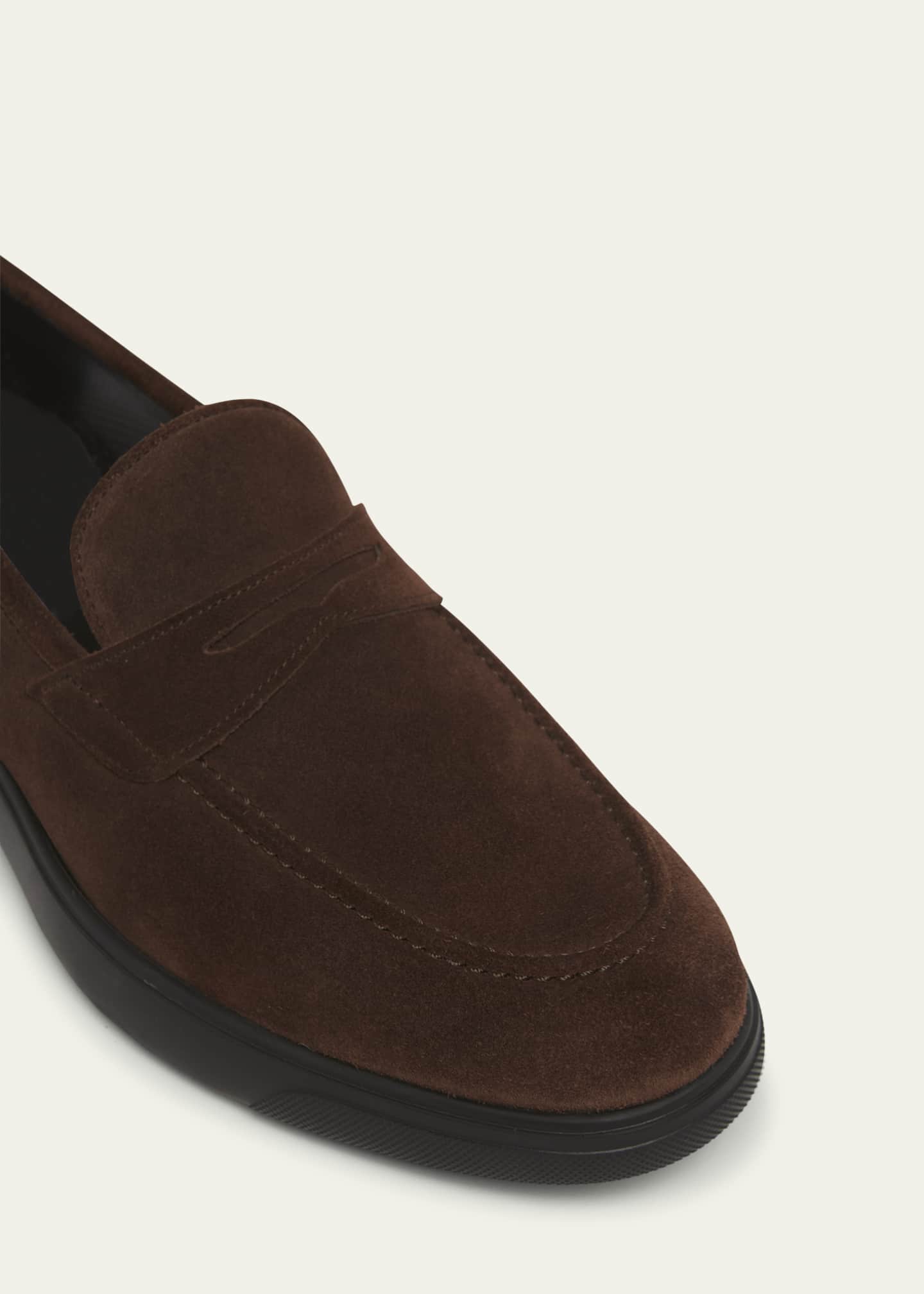 Kiton Men's Suede Vibram-Sole Penny Loafers Image 5 of 5