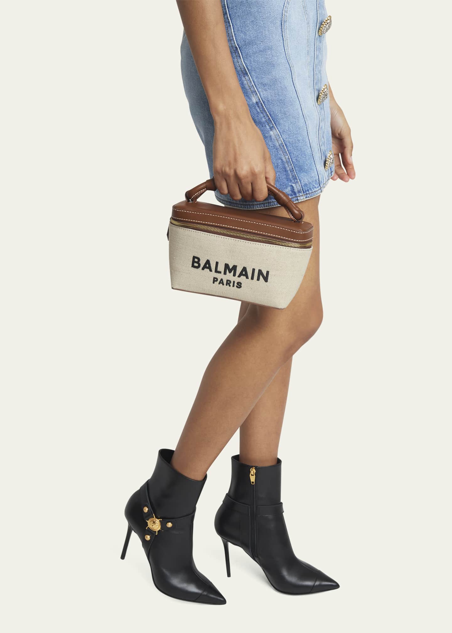 Balmain B Army Vanity Top-Handle Bag in Canvas Image 2 of 5